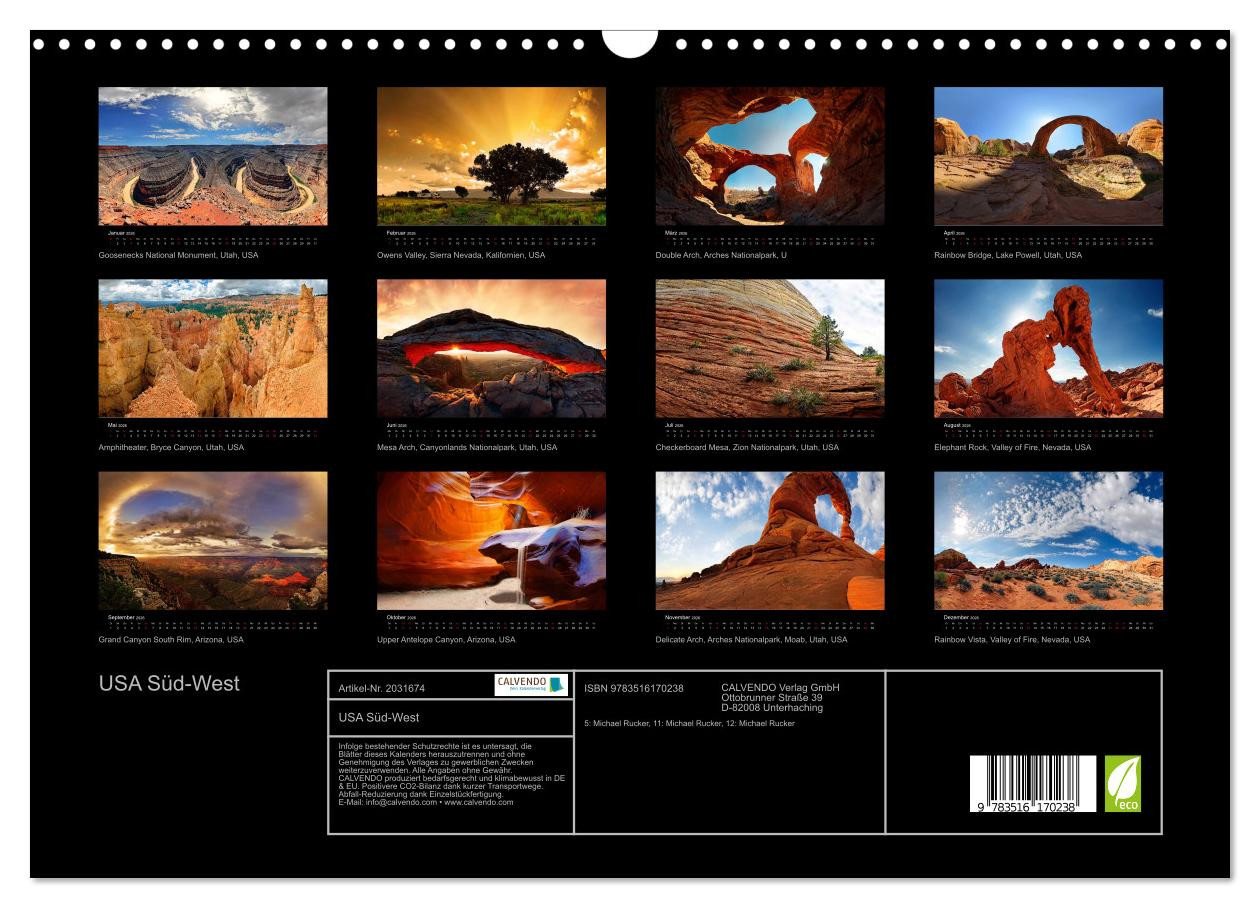 Thumbnail - CALVENDO Wandkalender USA Süd-West (Wandkalender 2026 DIN A3 quer), CALVENDO Monatskalender