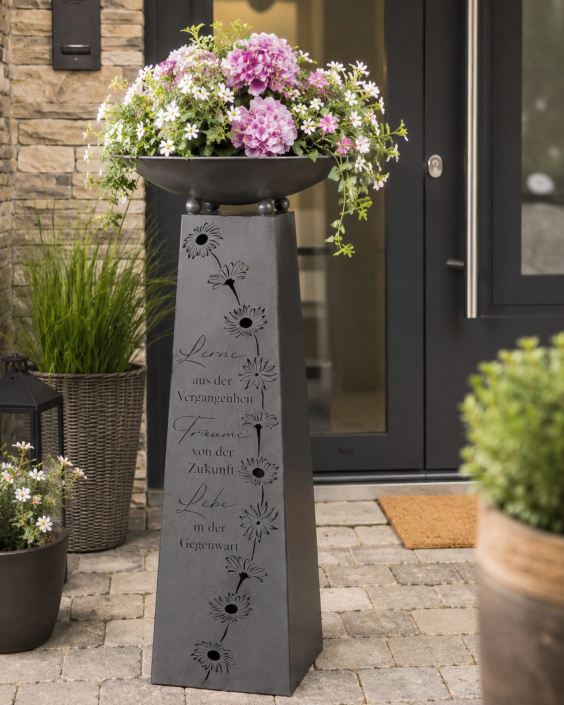 MF Dekoschale Schalenständer Lerne Träume Lebe Metall Dekoration Höhe 102cm (1 St)