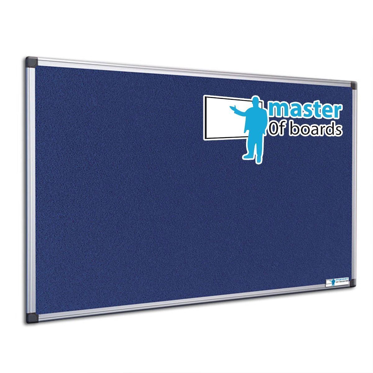 Master of Boards Pinnwand Filz-Pinnwand mit Aluminium-Rahmen Blau, Tafel erhältlich in 5 Größen