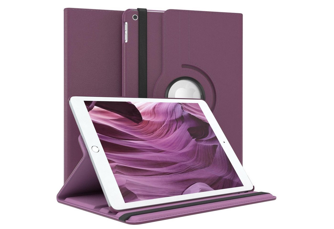 EAZY CASE Tablet-Hülle Rotation Case für Apple iPad 7./8./9. Gen. 10,2 Zoll, Tablet-Hülle Bookstyle Case Fullcover Schutz Tasche Stehfunktion Lila