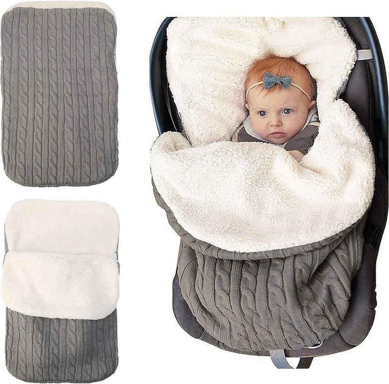 Coonoor Babyschlafsack Baby Winter, dicke warme Kinderwagen Strickdecke, Kuscheldecke