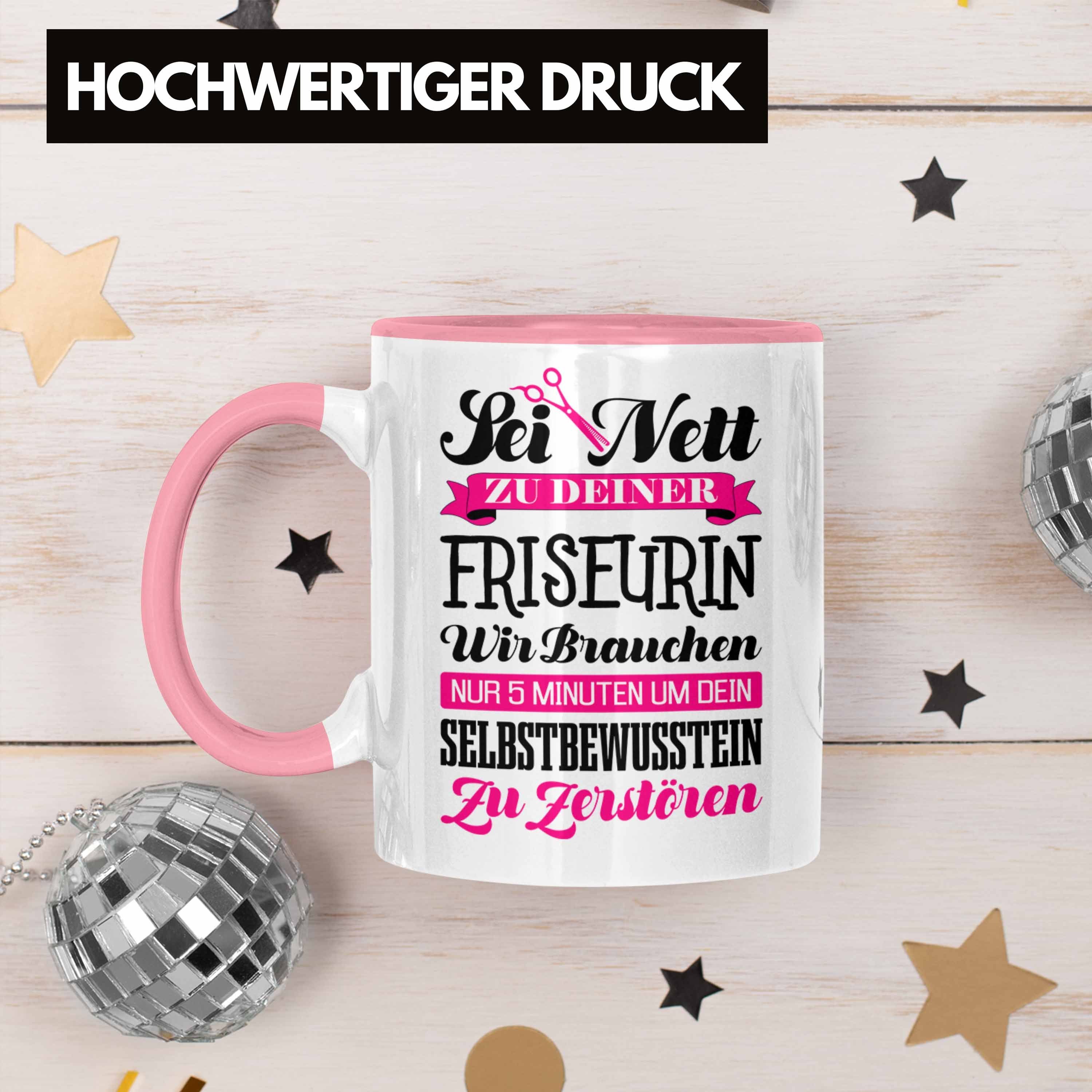 Trendation Tassen Tasse Zubehör Geschenk Trendation - Tasse Rosa Friseur Spruch Friseursaloneröffnung Friseurin Kaffeetasse Geschenkideen Frisörin