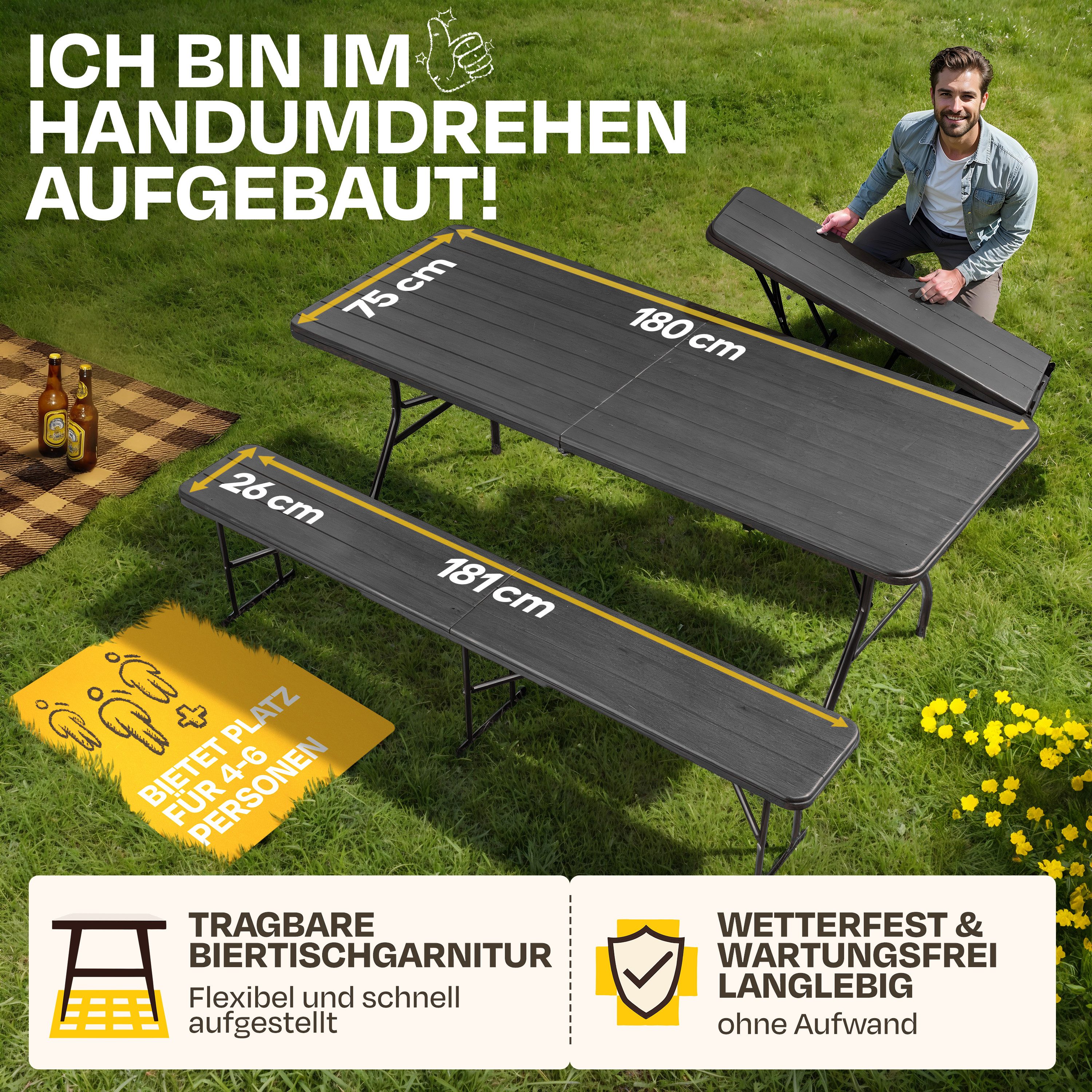 ONDIS24 Bierzeltgarnitur Sitzbank Lena mit Bierbänken Campingtischgarnitur, günstig online kaufen