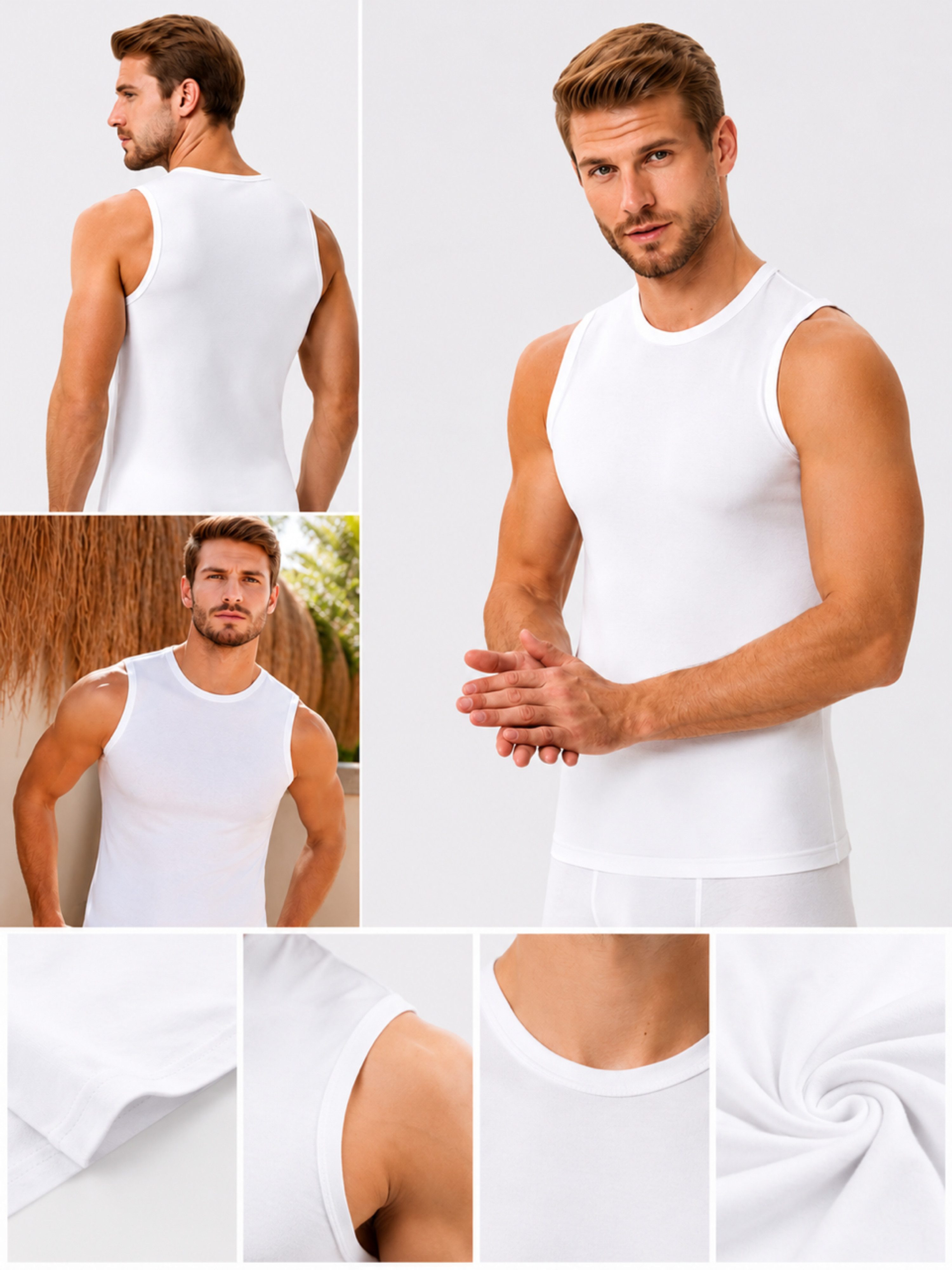 DDOnlineShop Unterhemd Herren Tank Top Ärmellos mit Rundhals Muskelshirts (Spar-Set, 4-St., 4er-Pack) – Bild 4 von 4