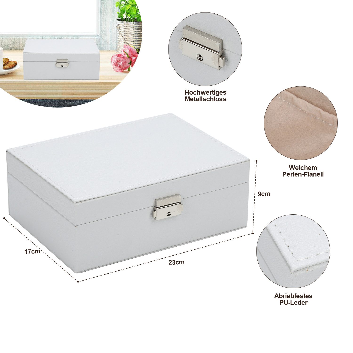 Clanmacy Schmuckkasten Schmuckkasten 2-schichtiger Schmuckschatulle Damen Schmuckbox Schmuckl