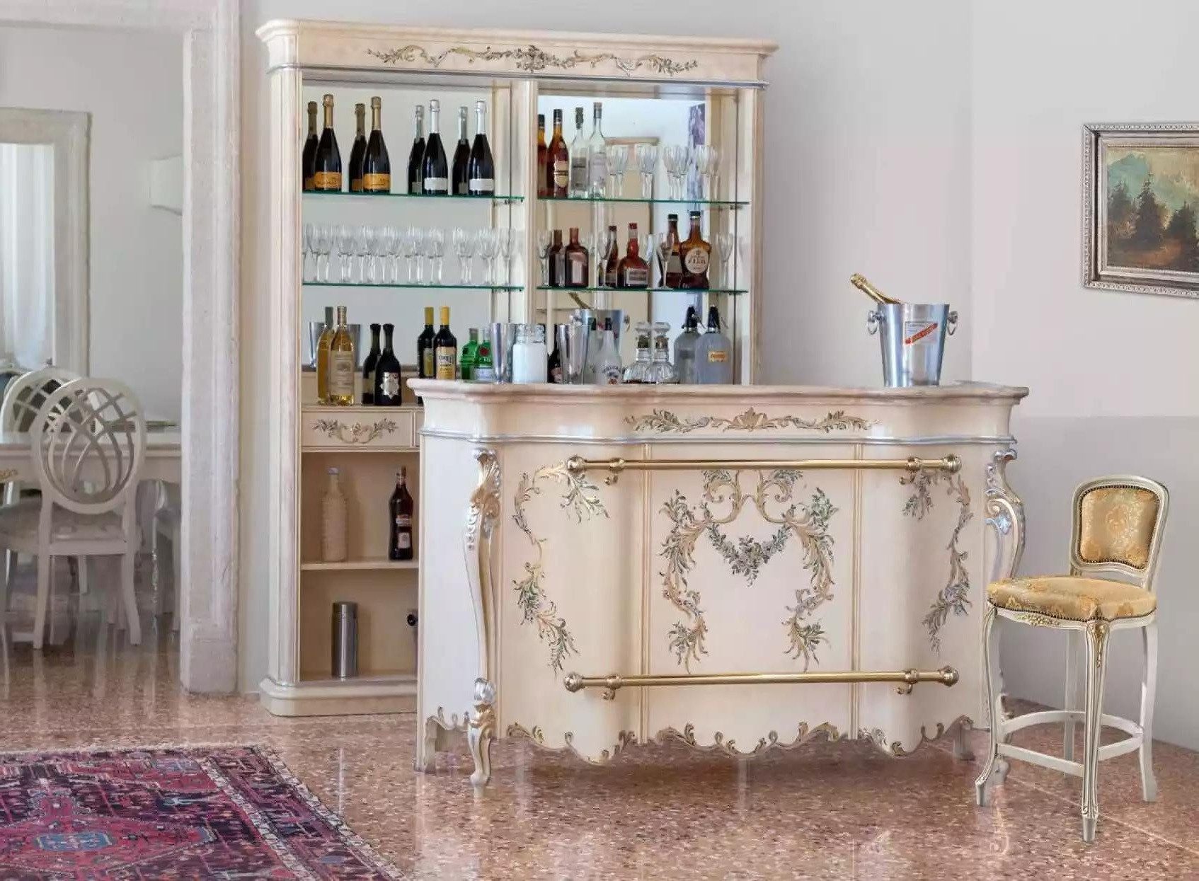 Xlmoebel Barschrank Holz Bar Möbel mit Tresen und Stauraum für Weine und Spirituosen (1-St., Barschrank) Hergestellt in Italy