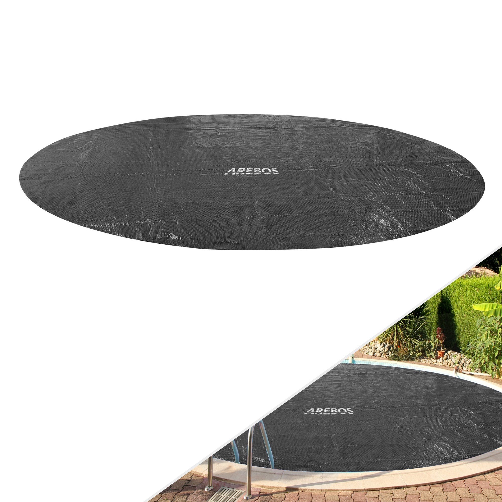Arebos Solarabdeckplane Wärmeplane Solarfolie Solarplane Solarheizung Pool Heizung (Stück, schwarz), Lässt sich auf die gewünschte Größe zuschneiden