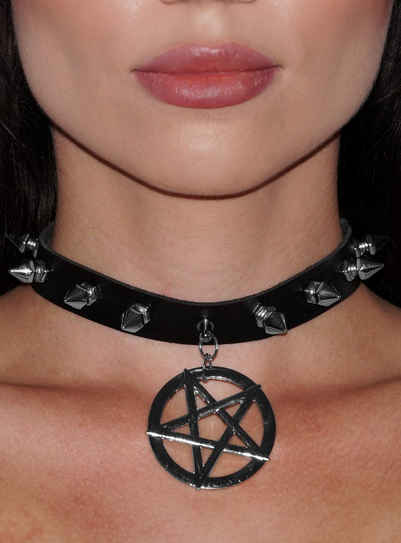 Metamorph Kostüm Halsband Pentagram, Größenverstellbarer Halsschmuck für den Vampir- und Fetish-Look