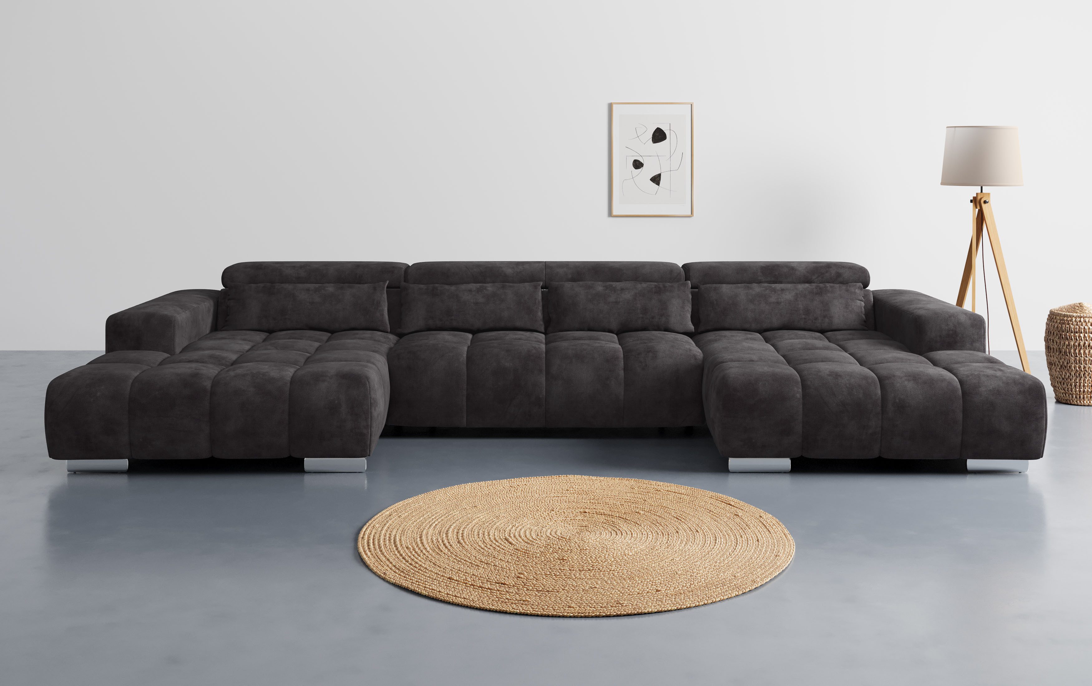 COTTA Wohnlandschaft Orion U-Form, B: 400 cm, Kopfteilverstellung & 4 Kissen, optional elektr. Sitztiefenverstellung