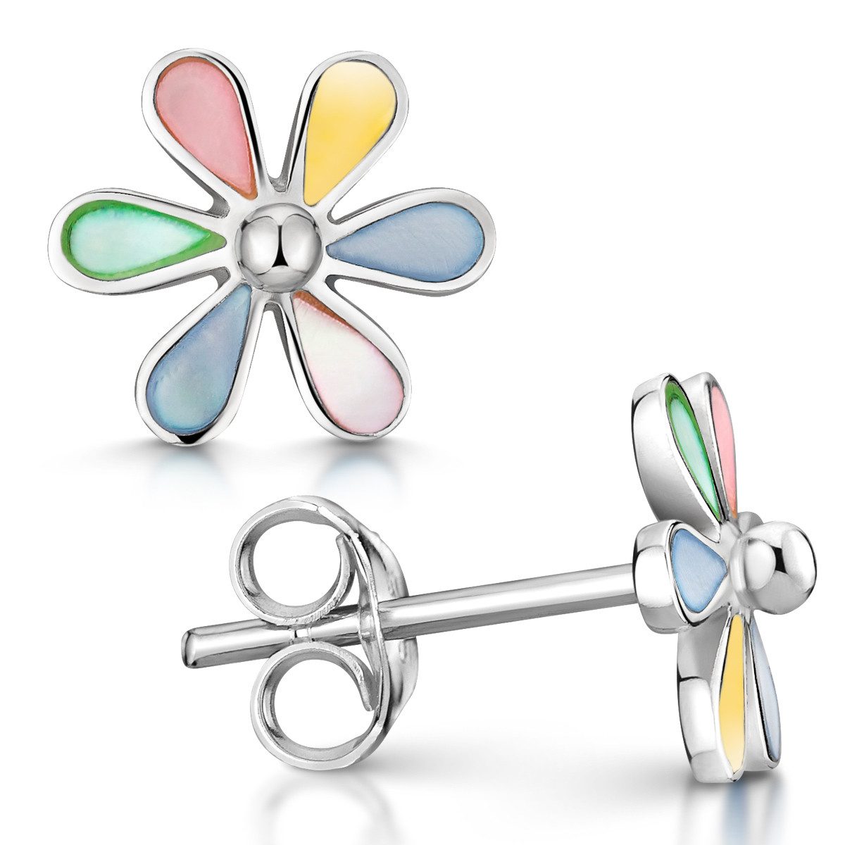 Materia Ohrstecker-Set Kinder Blume Ohrstecker bunt Perlmutt SO-92