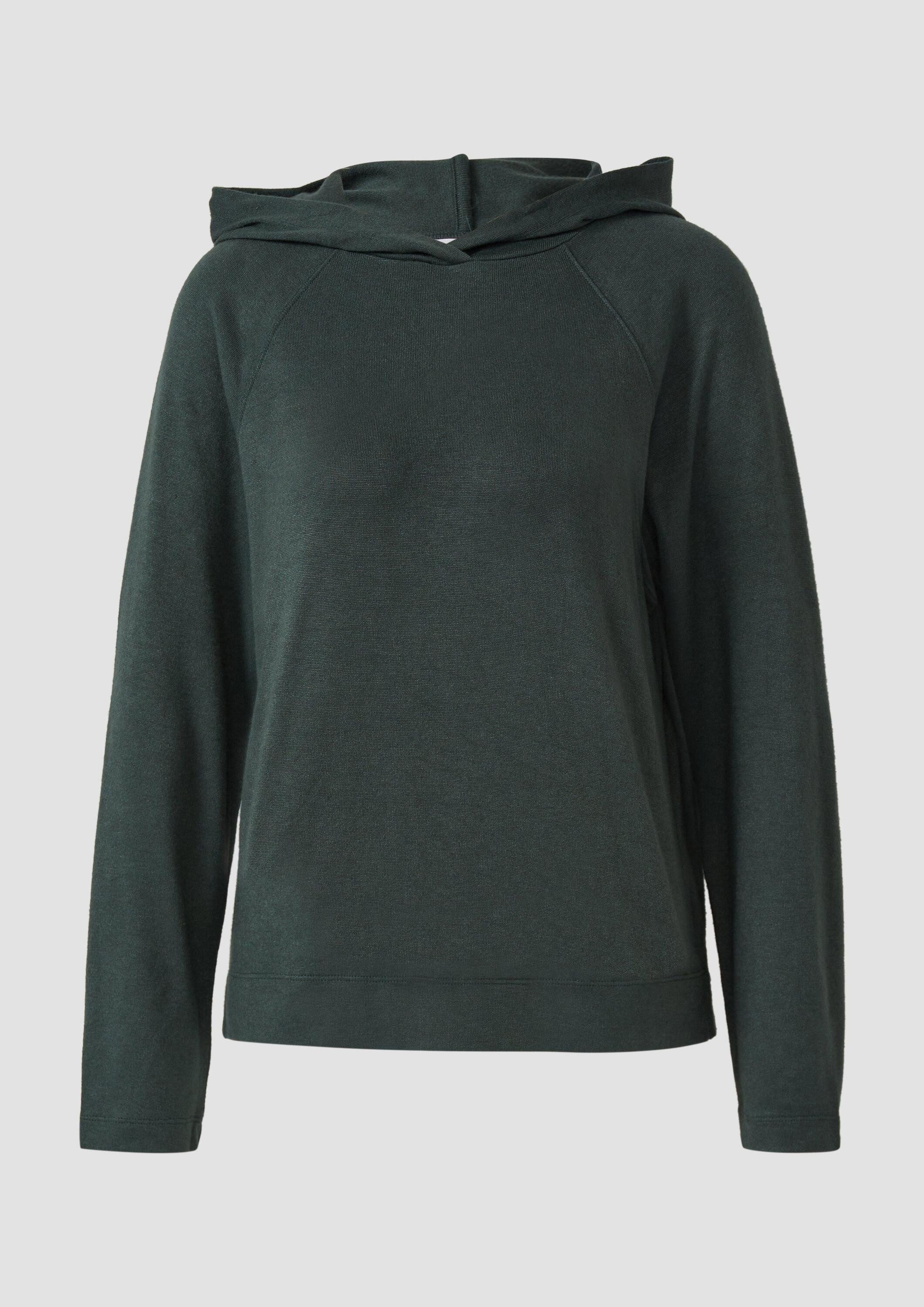 s.Oliver Longpullover T-Shirt Meliertes Longsleeve aus Stretchjersey mit Kapuze