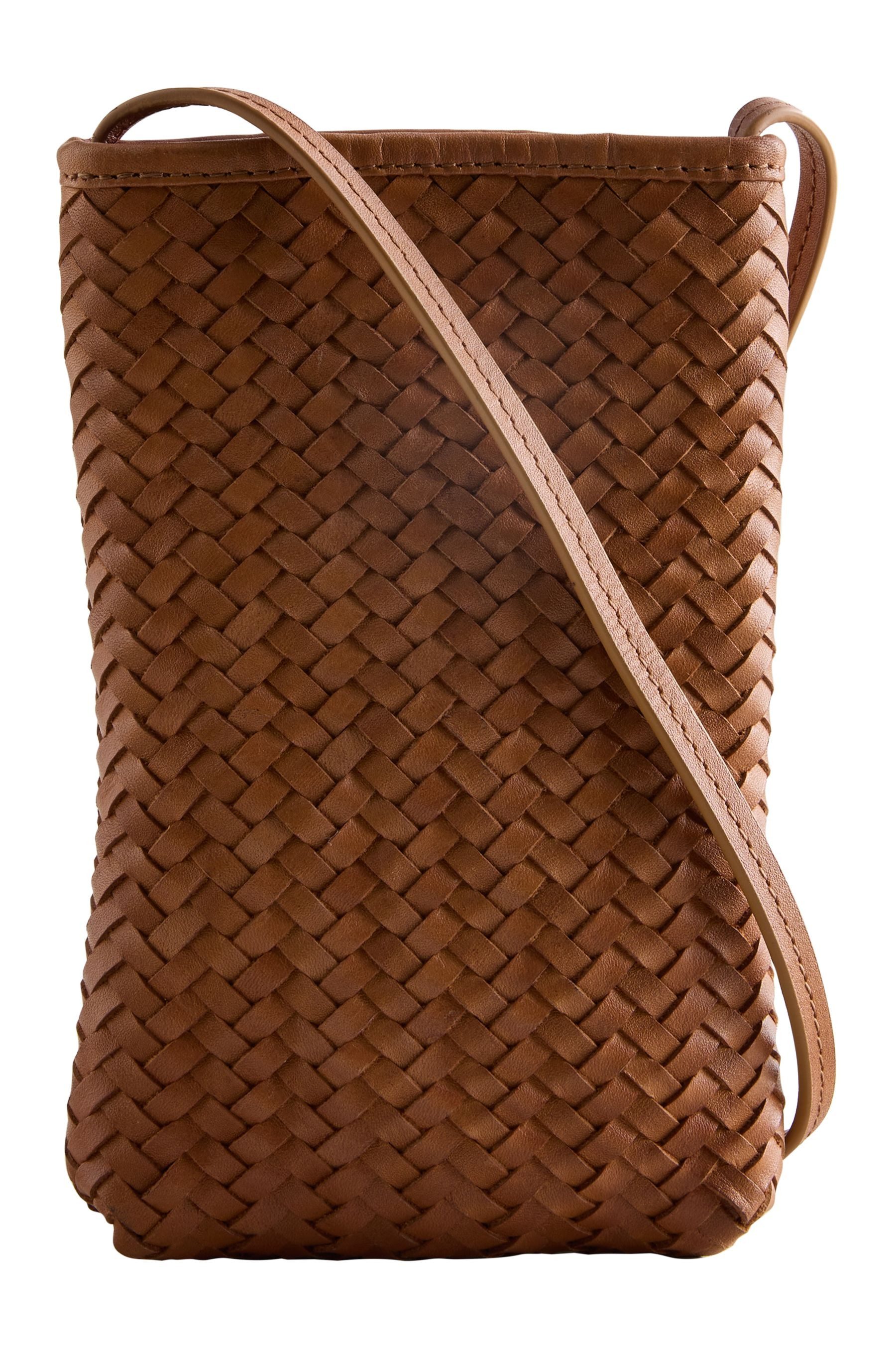 Next Handytasche Handytasche aus Leder mit Flechtdesign (1-tlg)