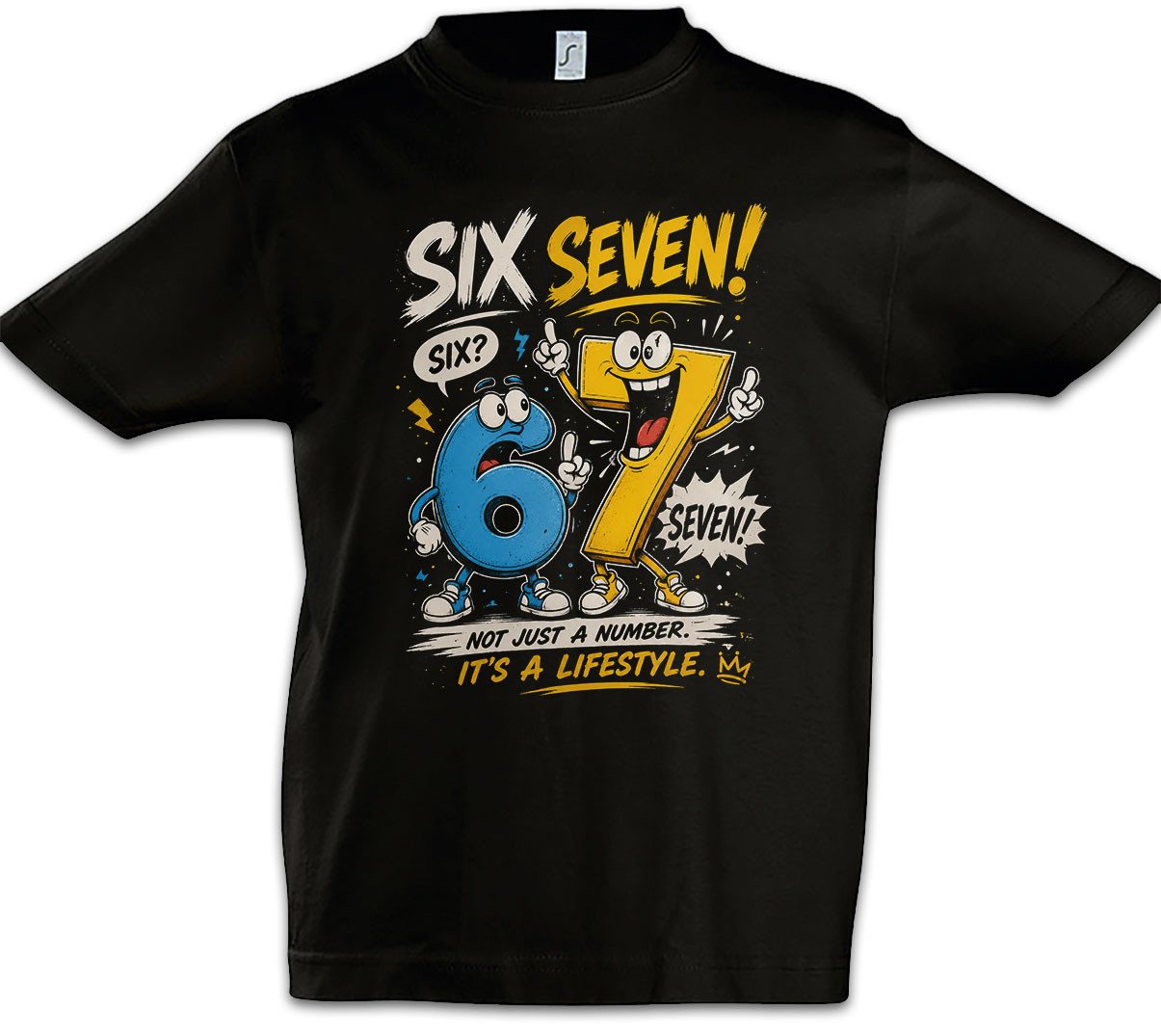 Urban Backwoods Print-Shirt Six Seven 1 Kinder T-Shirt 6 7 Sechs Sieben 67 Viral Meme Gen Alpha (1-tlg) Brainrot Trend Skrilla Trend