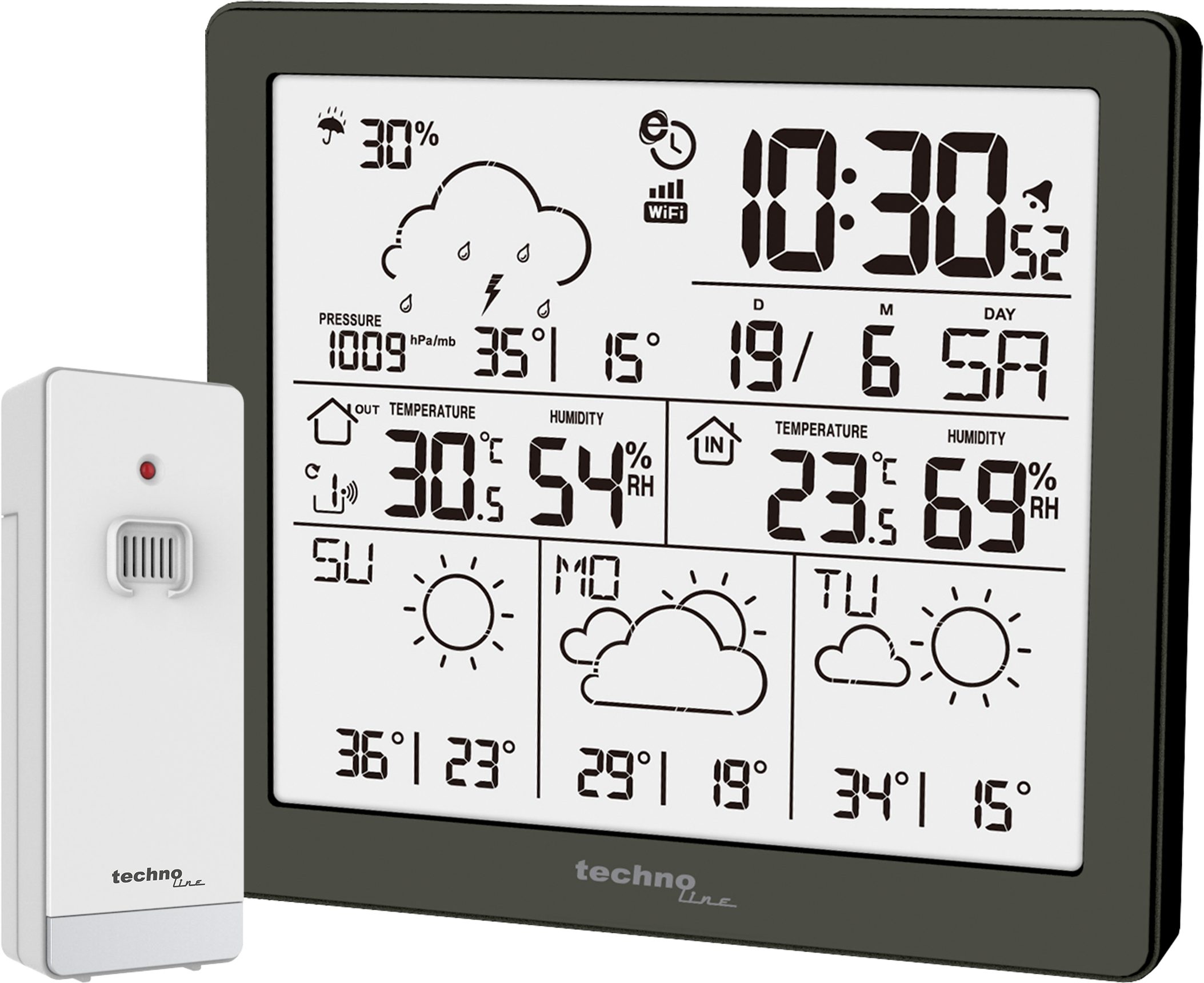 technoline WD 2200 Wetterstation (inkl. Außensender, 4-Tage-Prognose, App-Anbindung, Wetterdaten & Luftfeuchtigkeit)