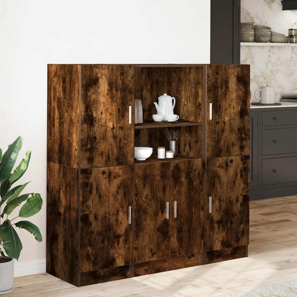 vidaXL Regal 3-tlg. Küchenschrank-Set Räuchereiche Holzwerkstoff, günstig online kaufen