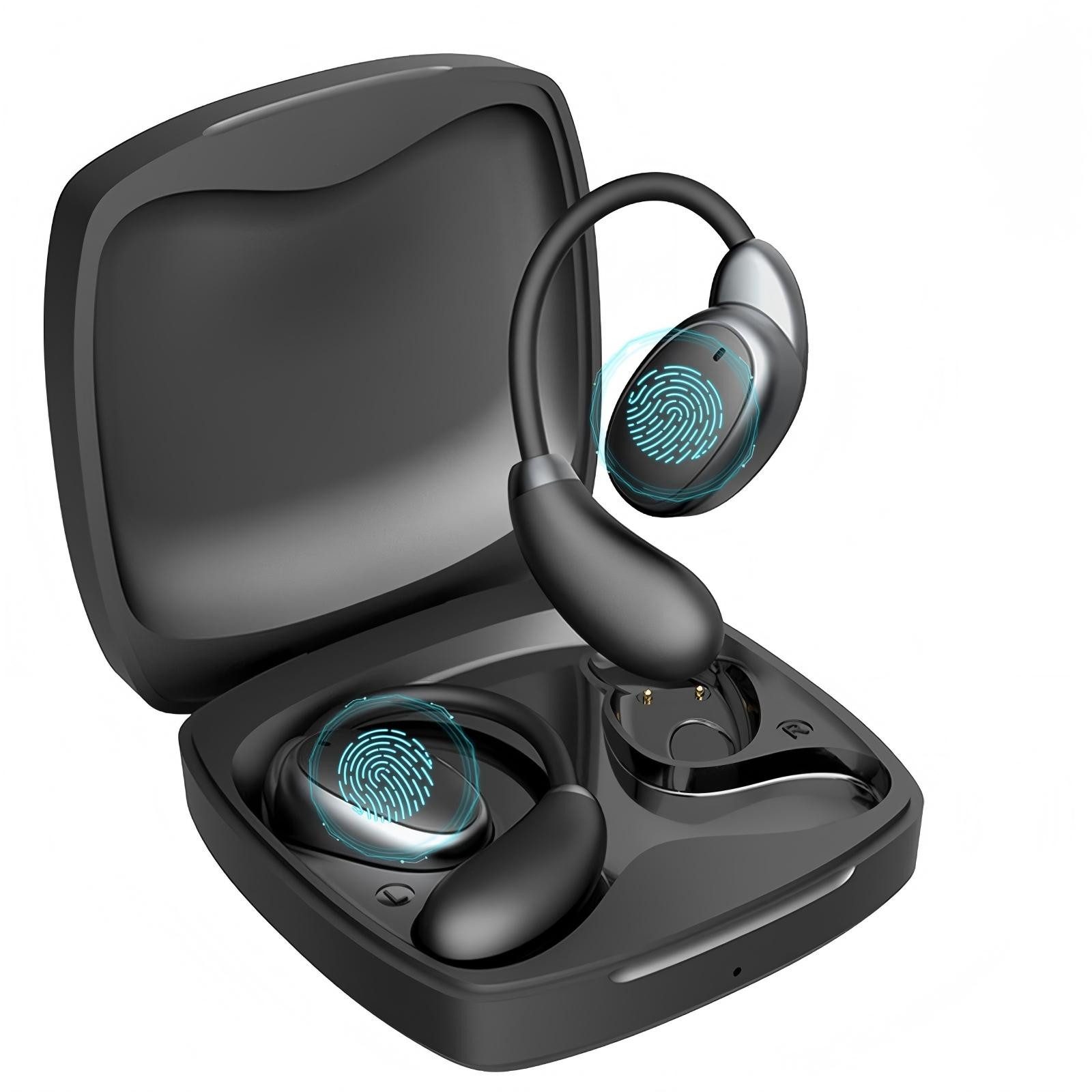Toomoke Bluetooth-Kopfhörer mit Sprachübersetzer und Ohrbügel Open-Ear-Kopfhörer (KI-Ohrhörer für Reise, Lernen, Telefonate und Sport, 138 Gratis-Sprachen, 400-mAh-Case und 3 Übersetzungsmodi)