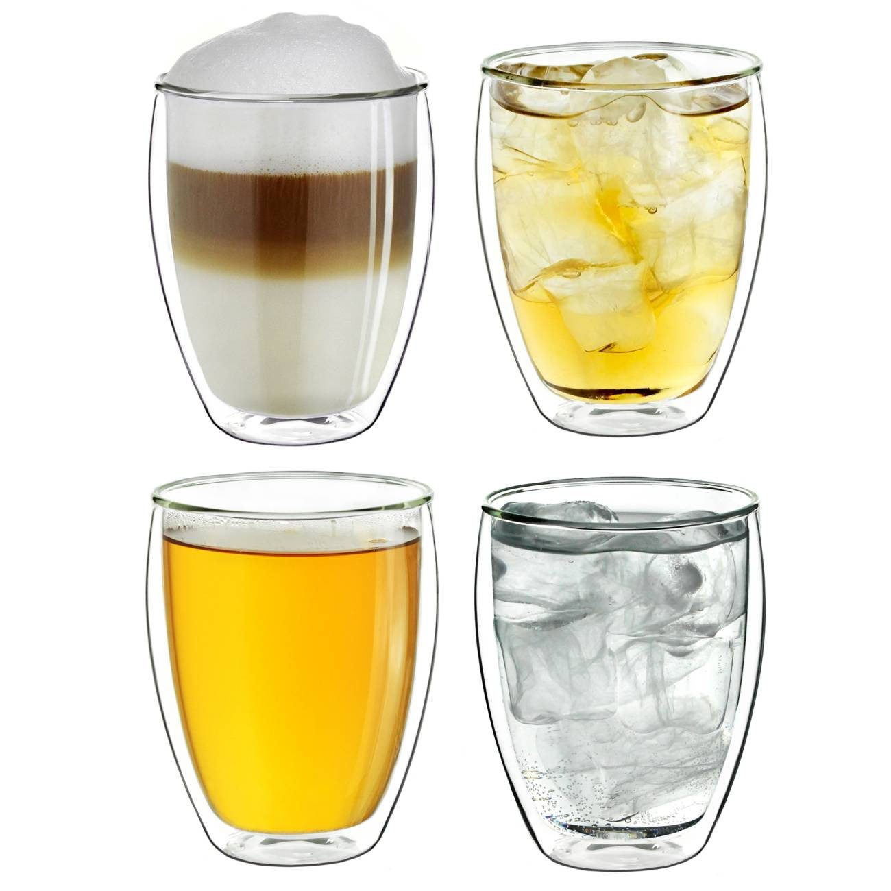 Creano Teeglas Thermogläser doppelwandig 250ml „DG-Hoch“, 4er Set aus Borosilikatglas
