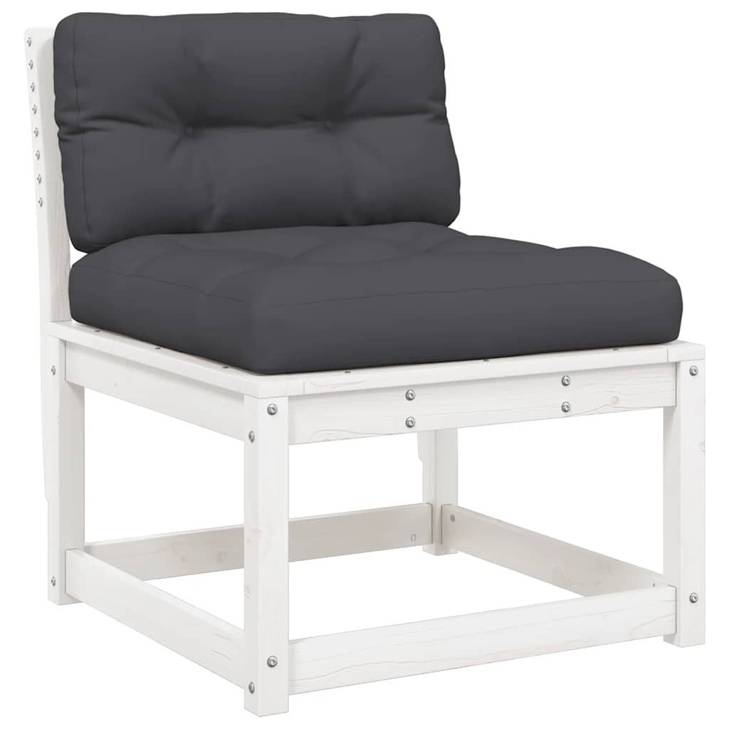 furnicato Garten-Essgruppe Garten-Sofagarnitur aus Massivholz Weiß 73x73x78 cm Ecksofa, (1-tlg), Modulare Sitzgruppe mit Latten-Design und dick gepolsterten Kissen