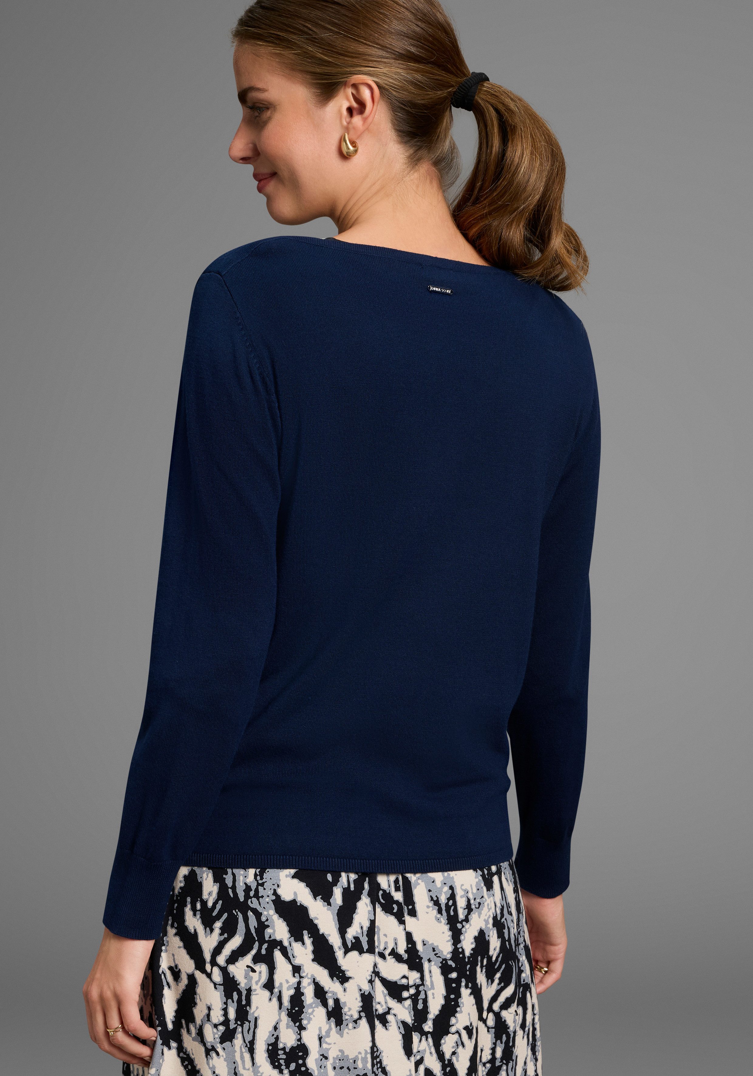 Laura Scott Strickpullover leichter Übergangspullover mit Uboot Ausschnitt günstig online kaufen