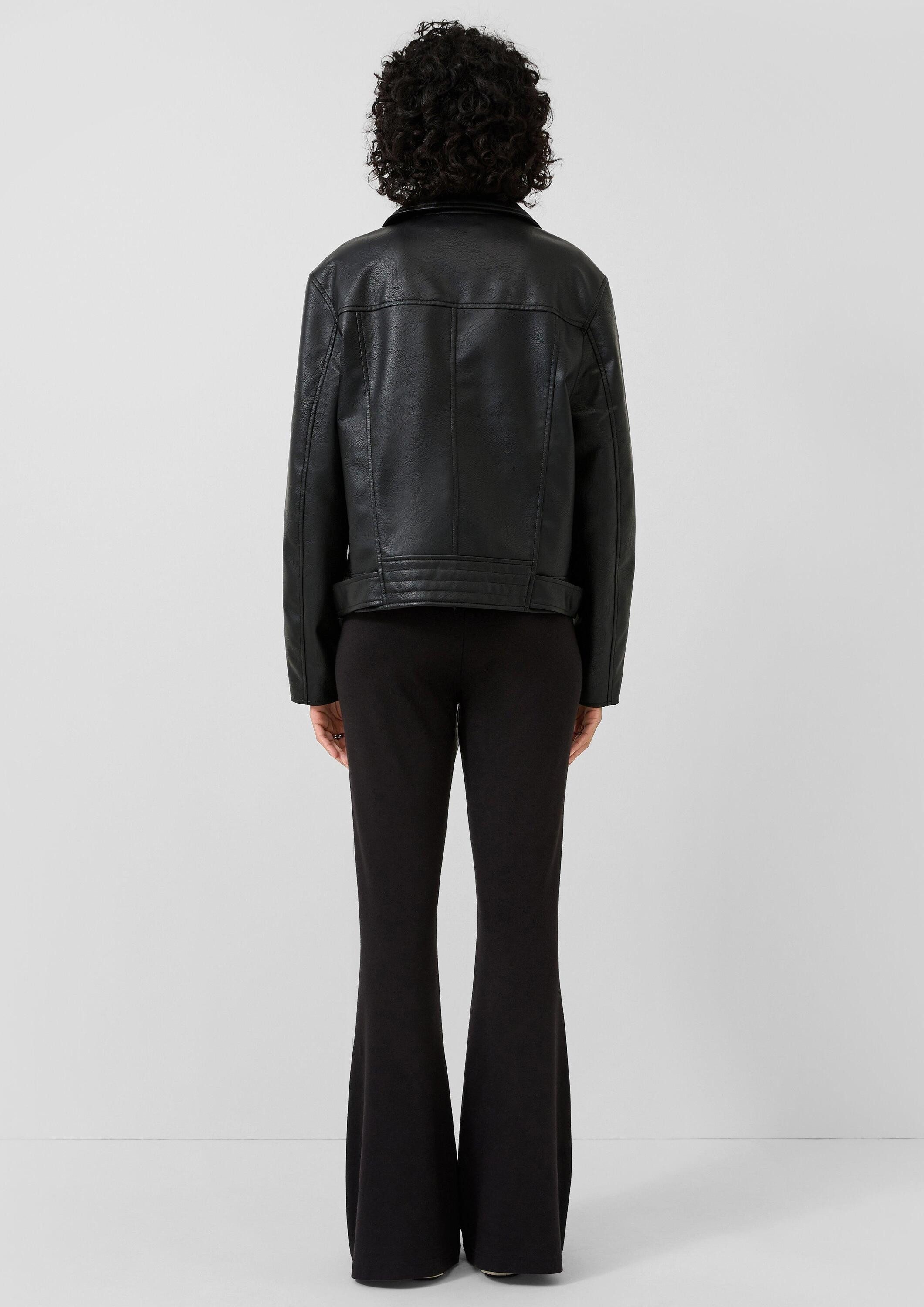 QS Funktionsjacke Outdoor-Jacke Bikerjacke in Lederoptik