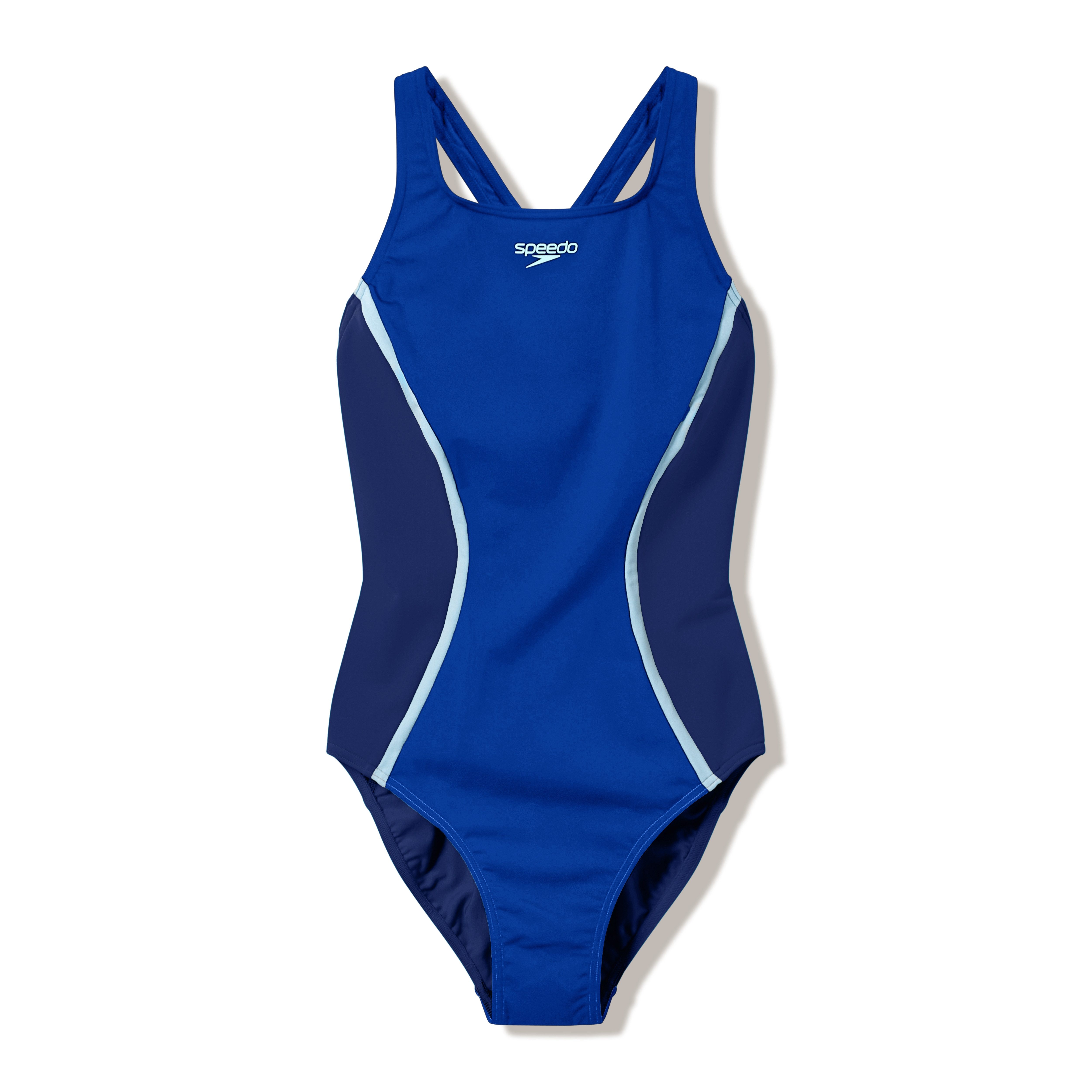 Speedo Badeanzug SOLID SPLICE MEDALIST 1PC BLU/DKBLU für aktives Schwimmen und Fitnesstraining, mit Vier-Wege-Stretch