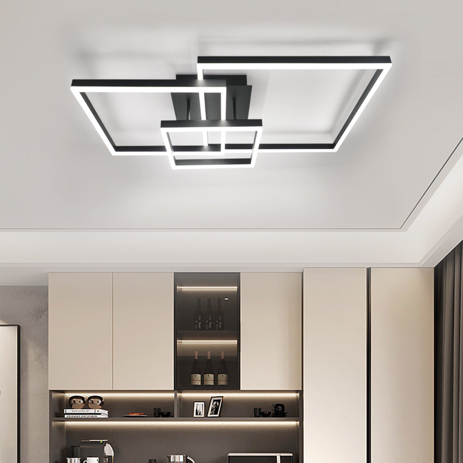 Nettlife LED Deckenleuchte LED Deckenleuchte quadratische Rahmen, Dimmbar mit Fernbedienung, LED fest integriert, Warmweiß, Neutralweiß, Kaltweiß, für Wohnzimme – Bild 4 von 5
