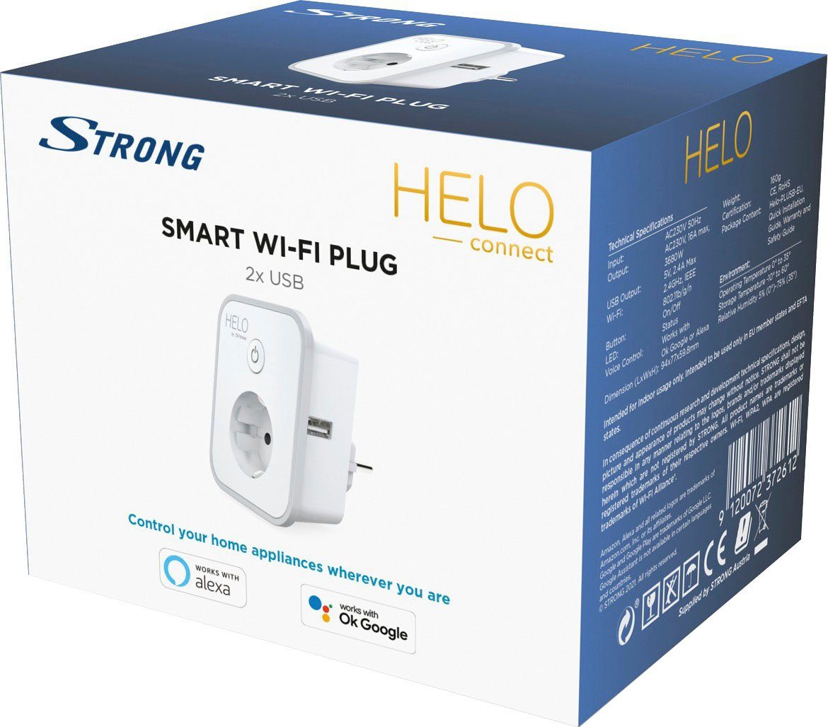 mit Plug 2x Strommessfunktion Smart Wi-Fi Ports Netzstecker, USB HELO Steckdose mit Strong