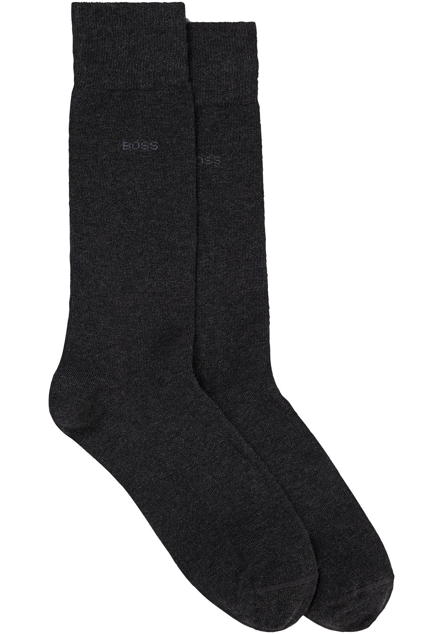 Uni 2P 2x Socken Bündchen (2-Paar) BOSS grau RS mit gerippten