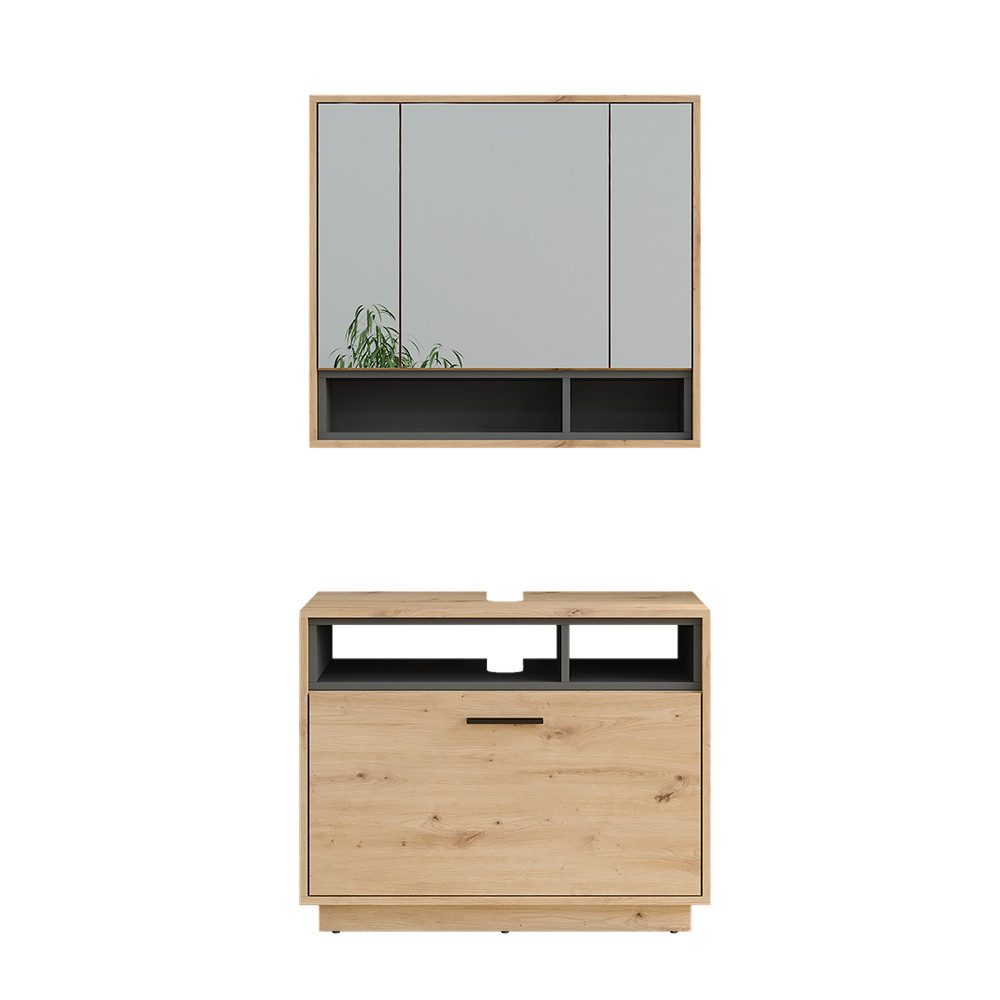 Badmöbel-Set Beatrice, Artisan Eiche/Anthrazit, 2 Teile