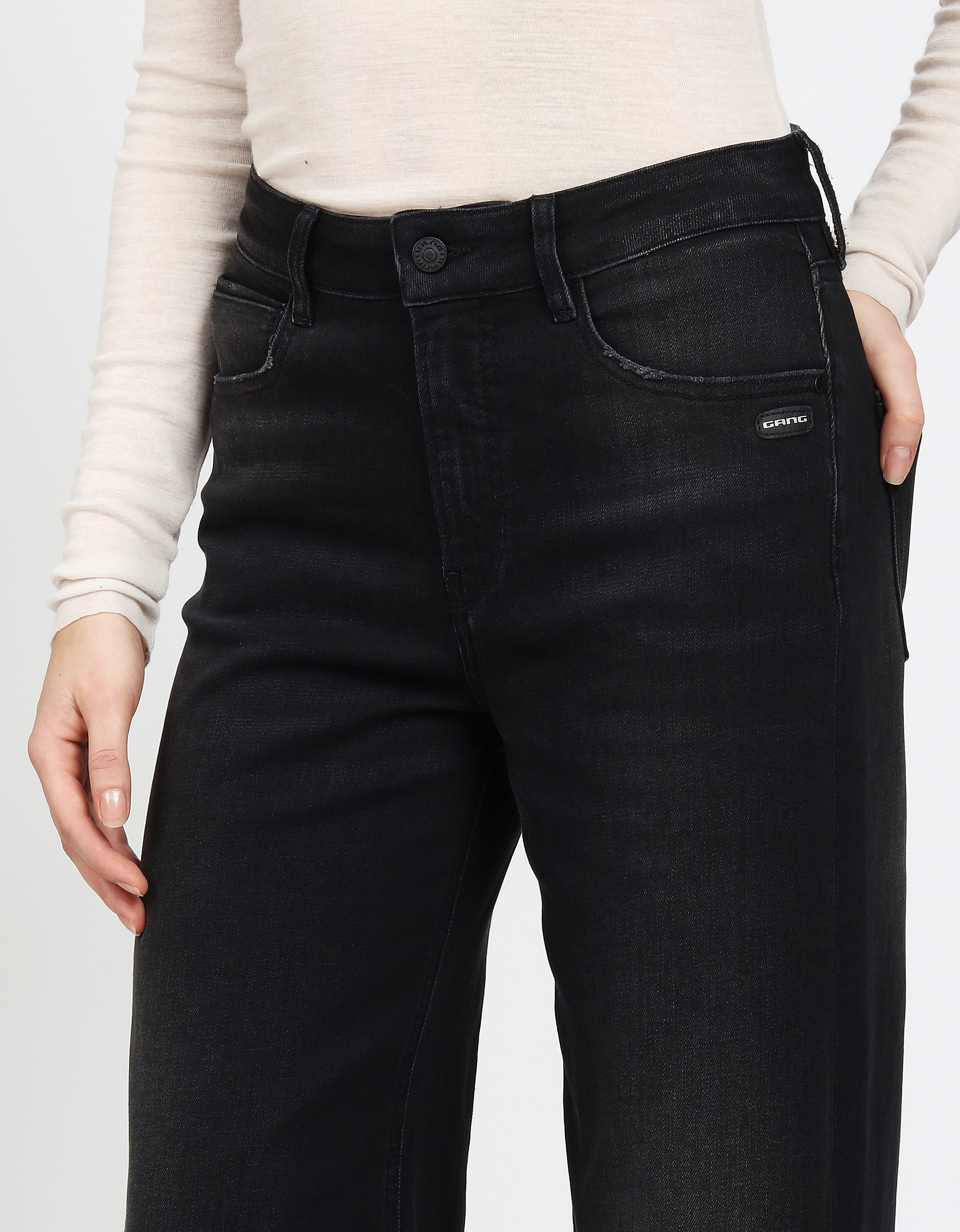 GANG Weite Jeans 94JETTE CULOTTE mit hochgeschlagenem, ausgefranstem Saum, Wide Fit