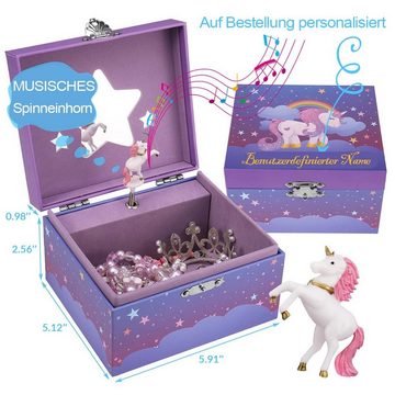 Welikera Geschenkbox Einhorn-Musik Schmuckkasten,Spieluhr mit Schmuckfach,Geschenkbox