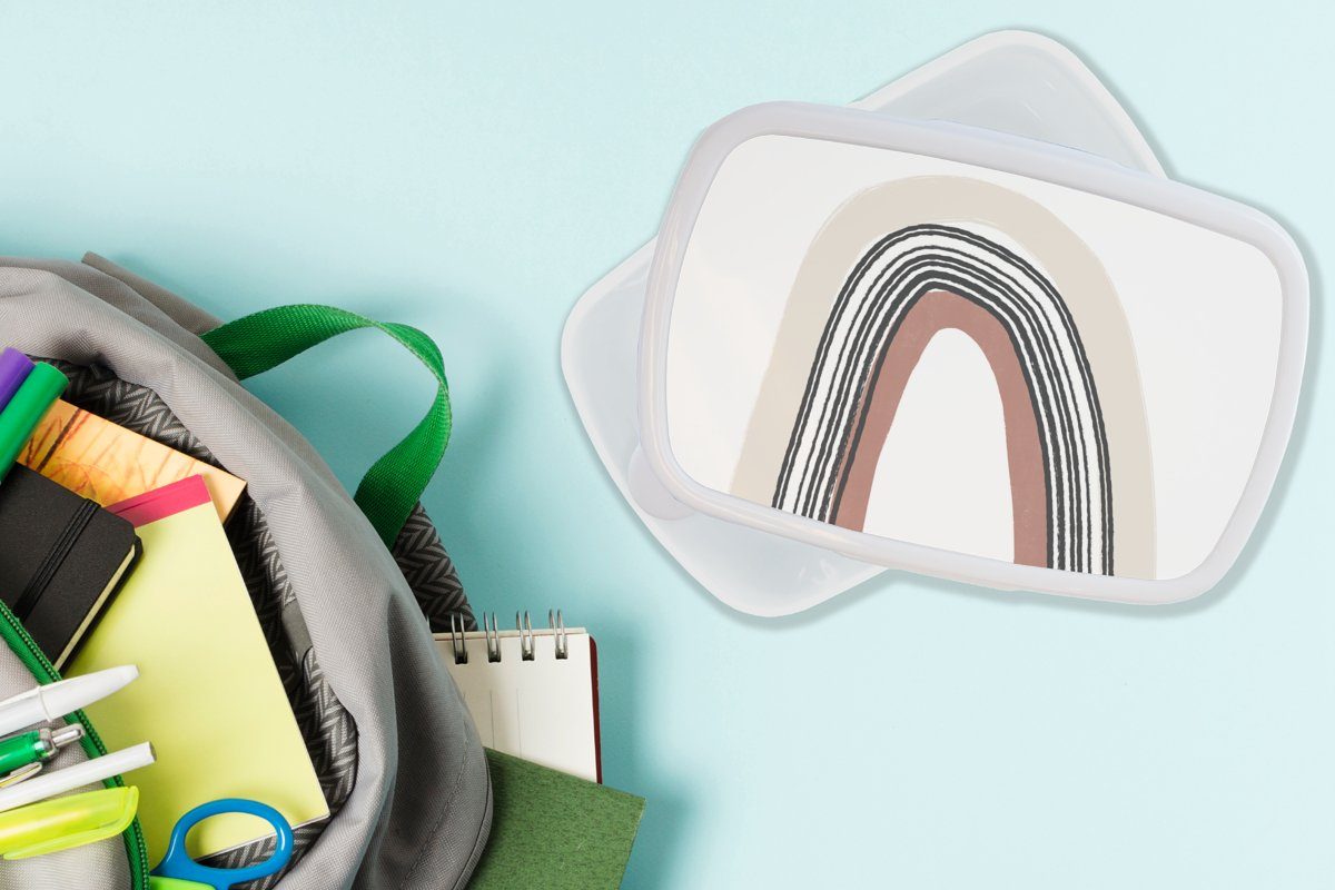 für Regenbogen Brotdose, und Kunststoff, und (2-tlg), weiß für Brotbox Mädchen - Jungs Lunchbox Pastell Kinder Erwachsene, - Design, MuchoWow
