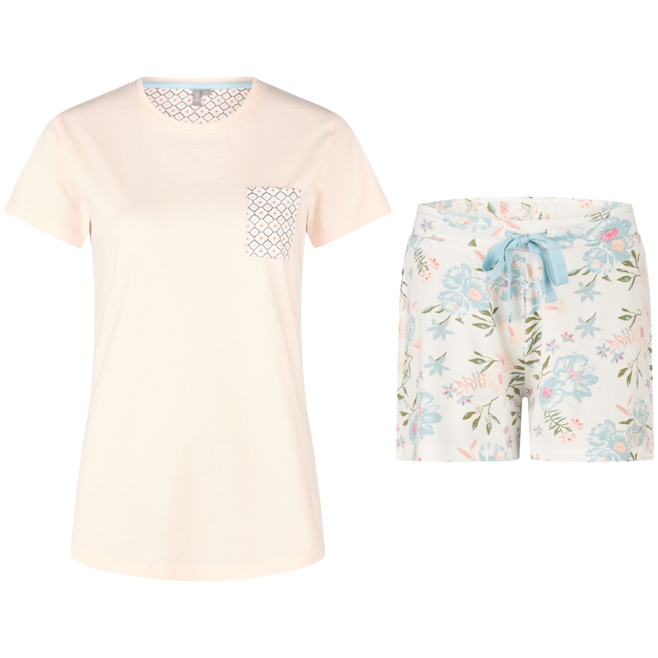 Schlafanzug by Louise Damen Pyjama aus 100% Baumwolle – Kurzarm Schlafanzug