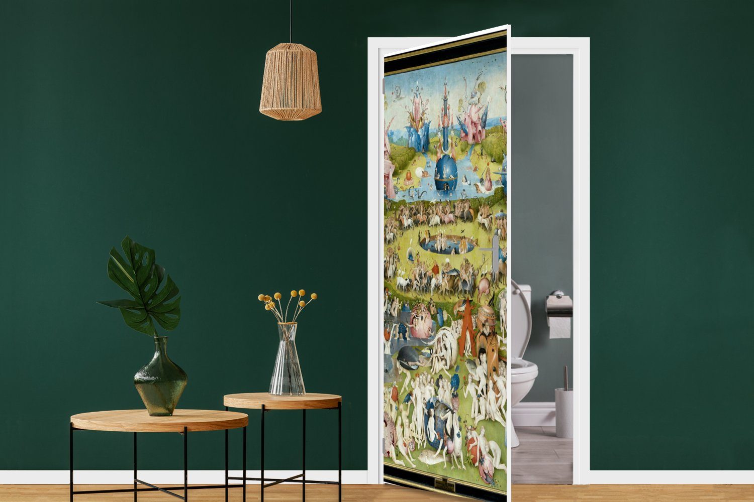 Hieronymus Fototapete Matt, Garten Türaufkleber, 75x205 Gemälde von St), cm Lüste - Türtapete Tür, (1 MuchoWow bedruckt, Bosch, für der