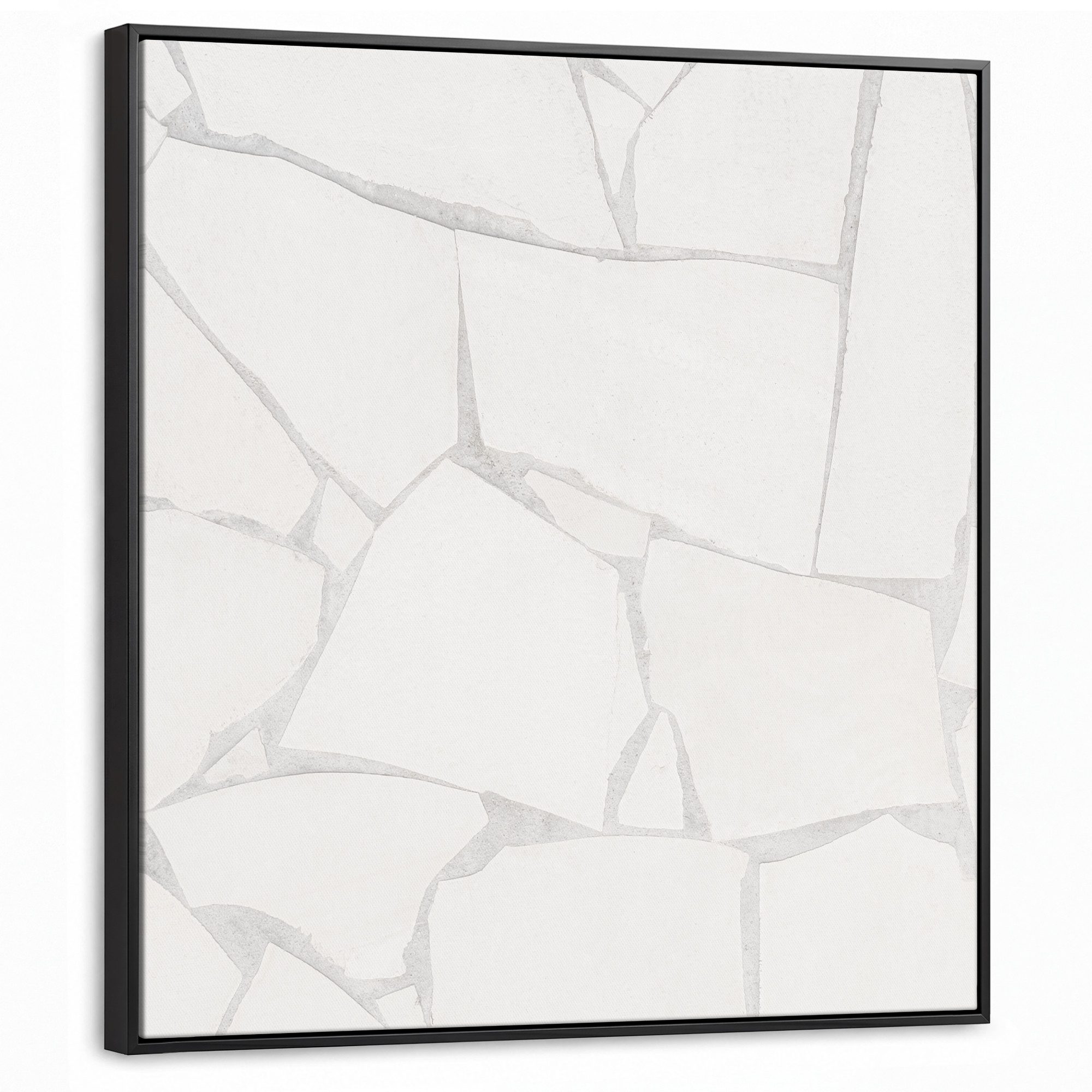 OnlyWow Leinwandbild mit Rahmen - Struktur - Stein - Weiß - Grau, Fotodruck (1 St), Bilder groß Wohnzimmer Schlafzimmer 90x90cm