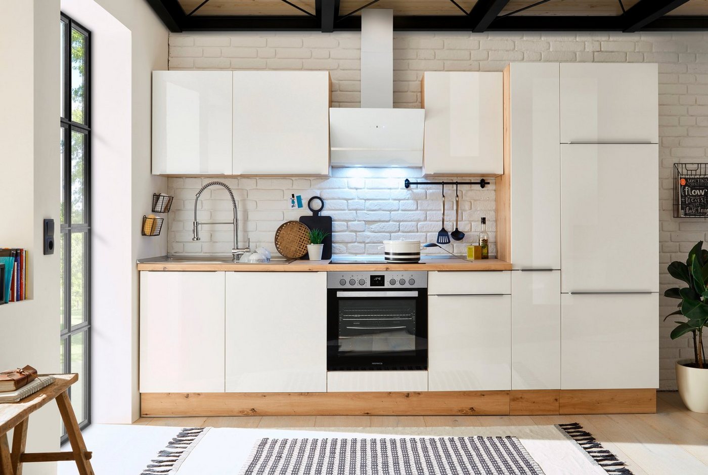 RESPEKTA Küchenzeile Safado aus der Serie Marleen, hochwertige Ausstattung wie Soft Close Funktion, Breite 310 cm weiß