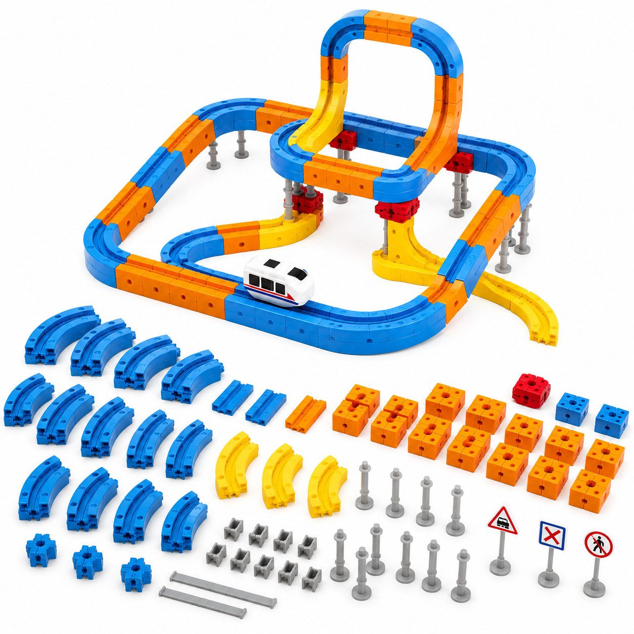 Fyrove Magnetspielzeug Bausteine Kinder, motorisiertes Konstruktionsspielzeug Magnetspielbausteine, (Set, 146 St., 80‑teiliges), für abwechslungsreiche Streckenbauweisen
