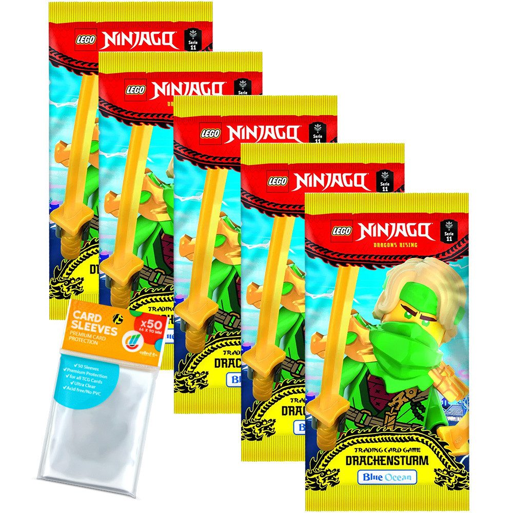 Blue Ocean Sammelkarte LEGO Ninjago Serie 11 Trading Cards - 5 Booster + collect-it Hüllen