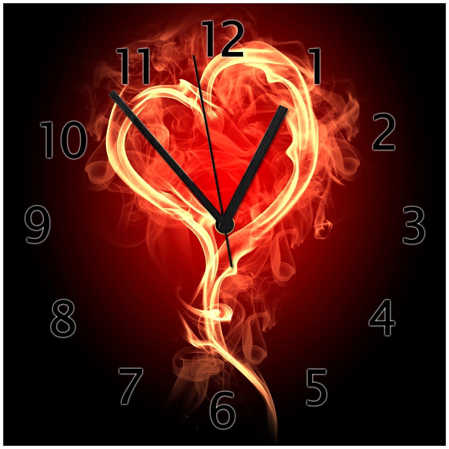 Wanduhr Brennendes Herz