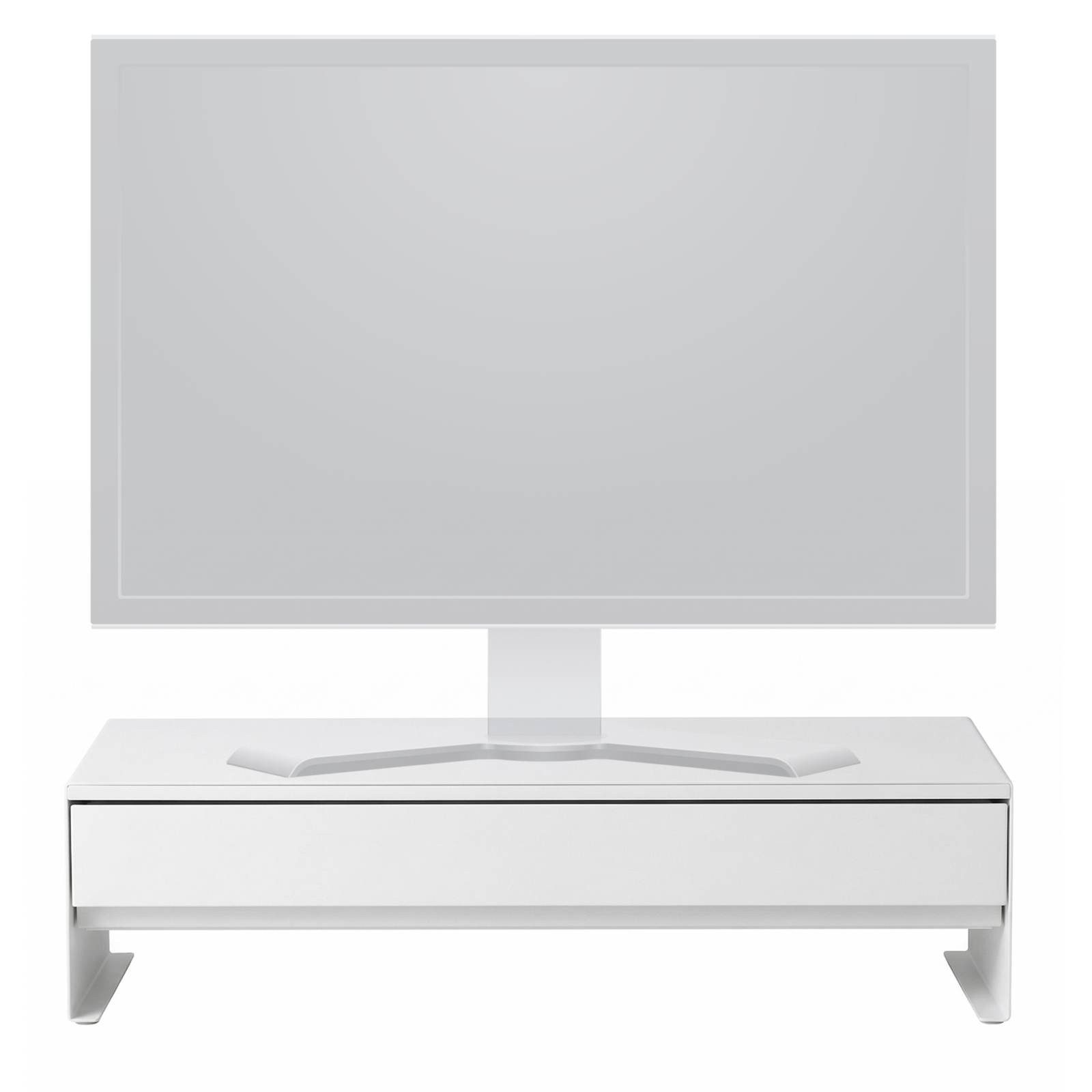 Yamazaki Monitor-Halterung Tower Ständer mit Schublade, (bis 27 Zoll, 1tlg., 1-tlg., Schreibtischaufsatz, Monitorerhöhung, Bildschirm Ablage)