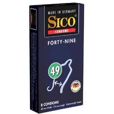 SICO Презервативи Size «Forty-Nine» Розмір M (49mm) Packung mit, 8 St., extra enge Latexkondome, Презервативи nach Maß
