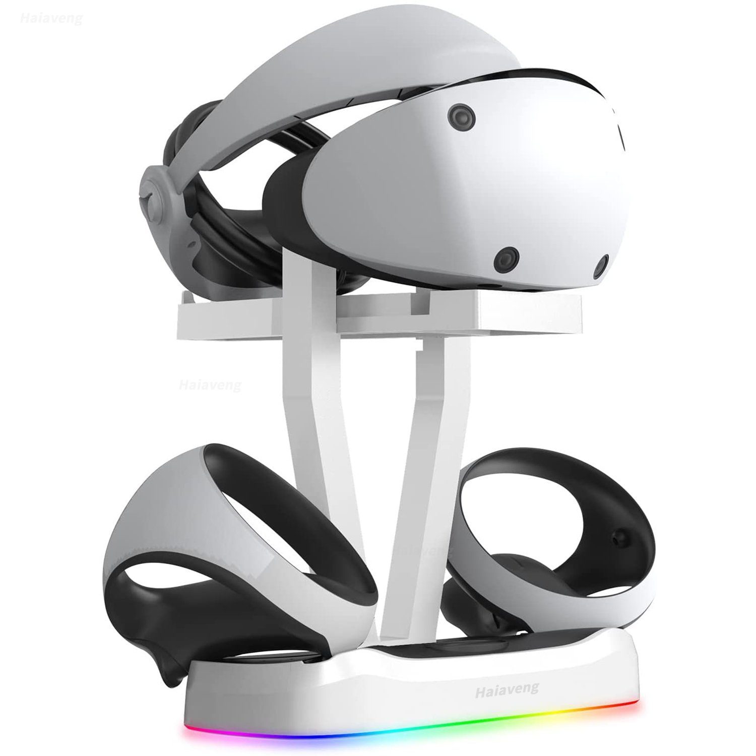 Haiaveng Ladestation kompatibel mit Playstation VR 2 Controller, PS VR2  Storage Controller-Ladestation (LED Ständer für PS VR 2 Headset & Sense  Controller mit 10 RGB-Licht)