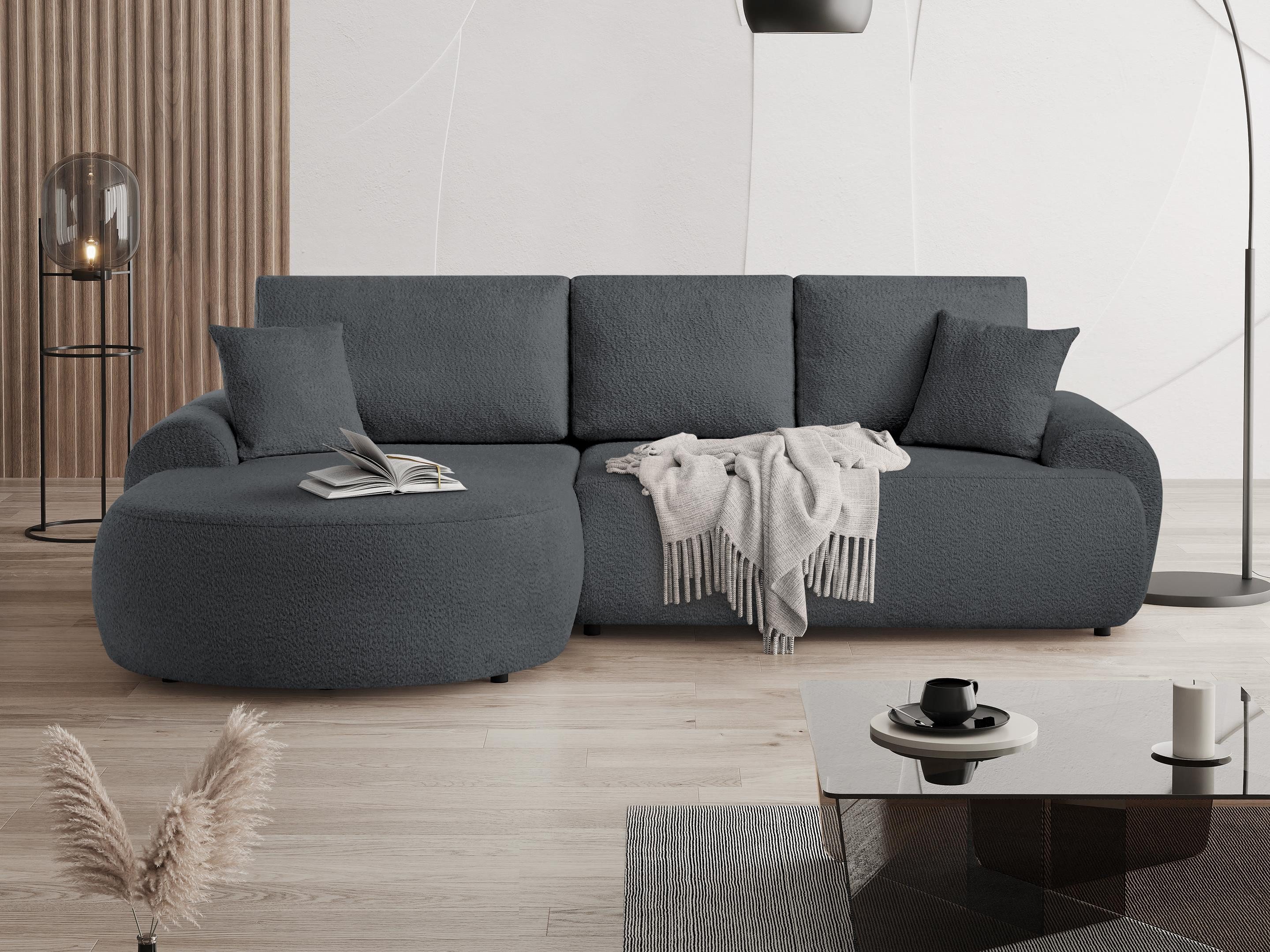 Beautysofa Ecksofa mit Kissen aus Bouclé-Stoff günstig online kaufen