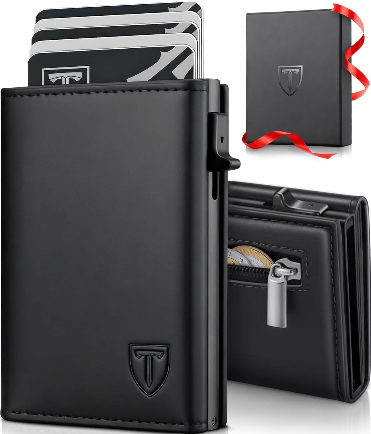 TEEHON Geldbörse Smart Wallet 3.0, Portmonee Herren Leder mit Magnetverschluss (Ultradünnes Slim Wallet & Kartenetui, RFID Blockierend), Minimalistische Geldbörse Herren für Alle Karten