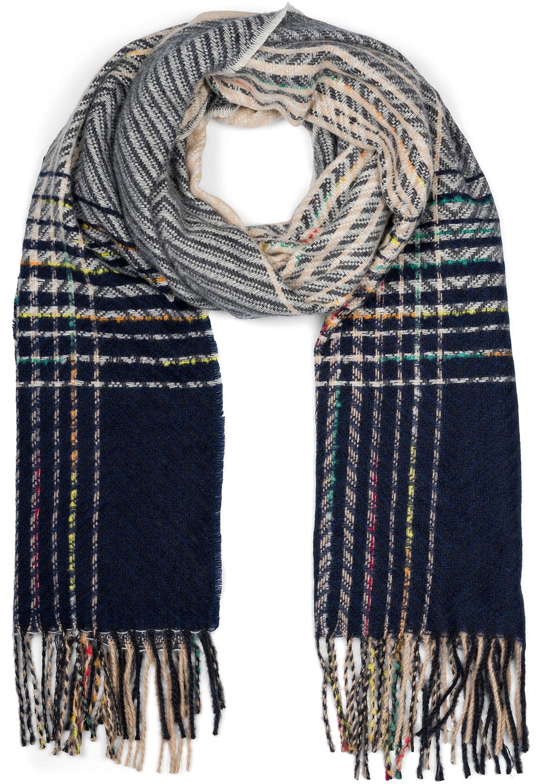 Strickschal Feinstrick Schal Zick-Zack gestreift