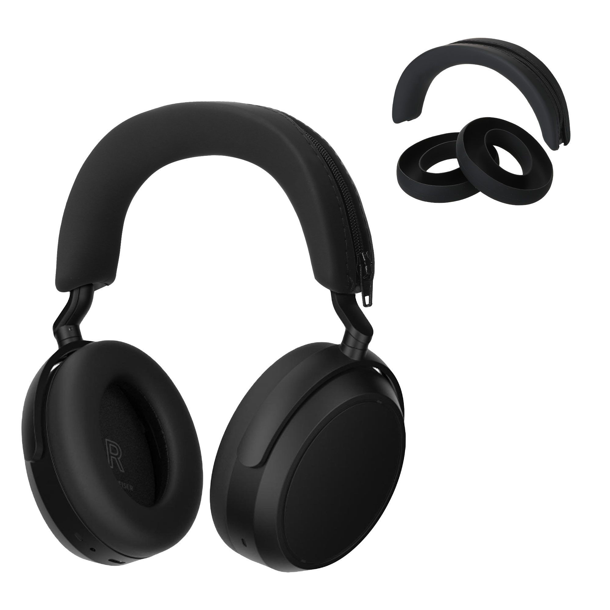 kwmobile Etui Kopfband Abdeckung Ohrpolster Set für Sennheiser MOMENTUM 4 Wireless, Headband Case - Kopfhörer Ersatz Polster - Schutz in Schwarz