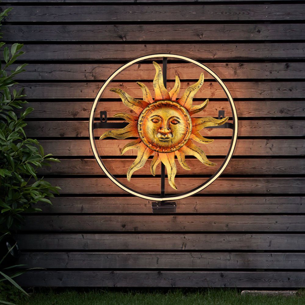 etc-shop LED Solarleuchte, Solarleuchte Wanddeko Solarlampe Sonne Garten  Deko Außen Wandbeleuchtung, in schwarz kupfer, 1x LED warmweiß, 34,5 cm  online kaufen | OTTO