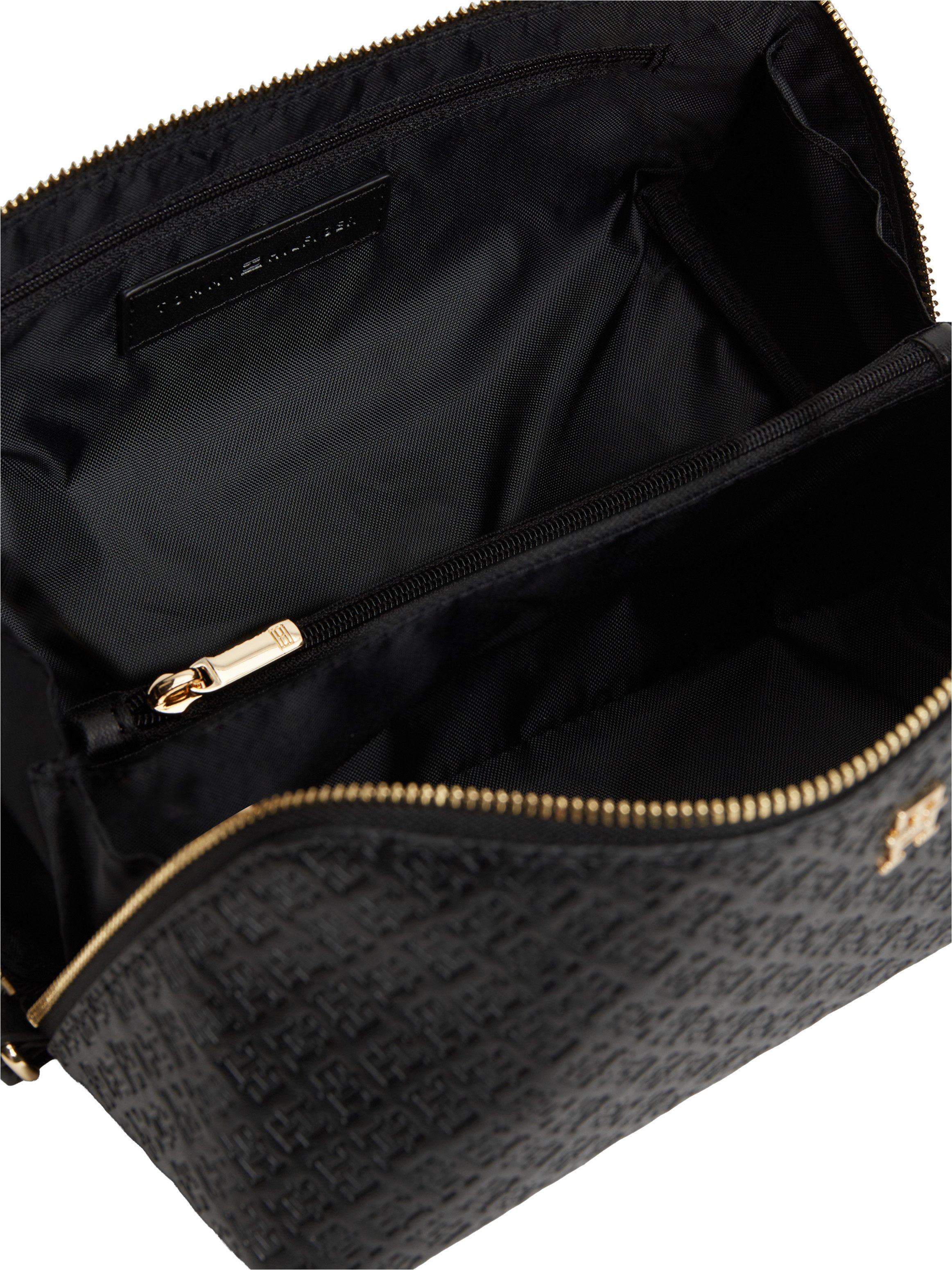 Tommy Hilfiger Kulturbeutel TH ICON DOUBLE WASHBAG MONO, Unisex Waschbeutel, Kosmetiktasche mit Allover-Logoprägung