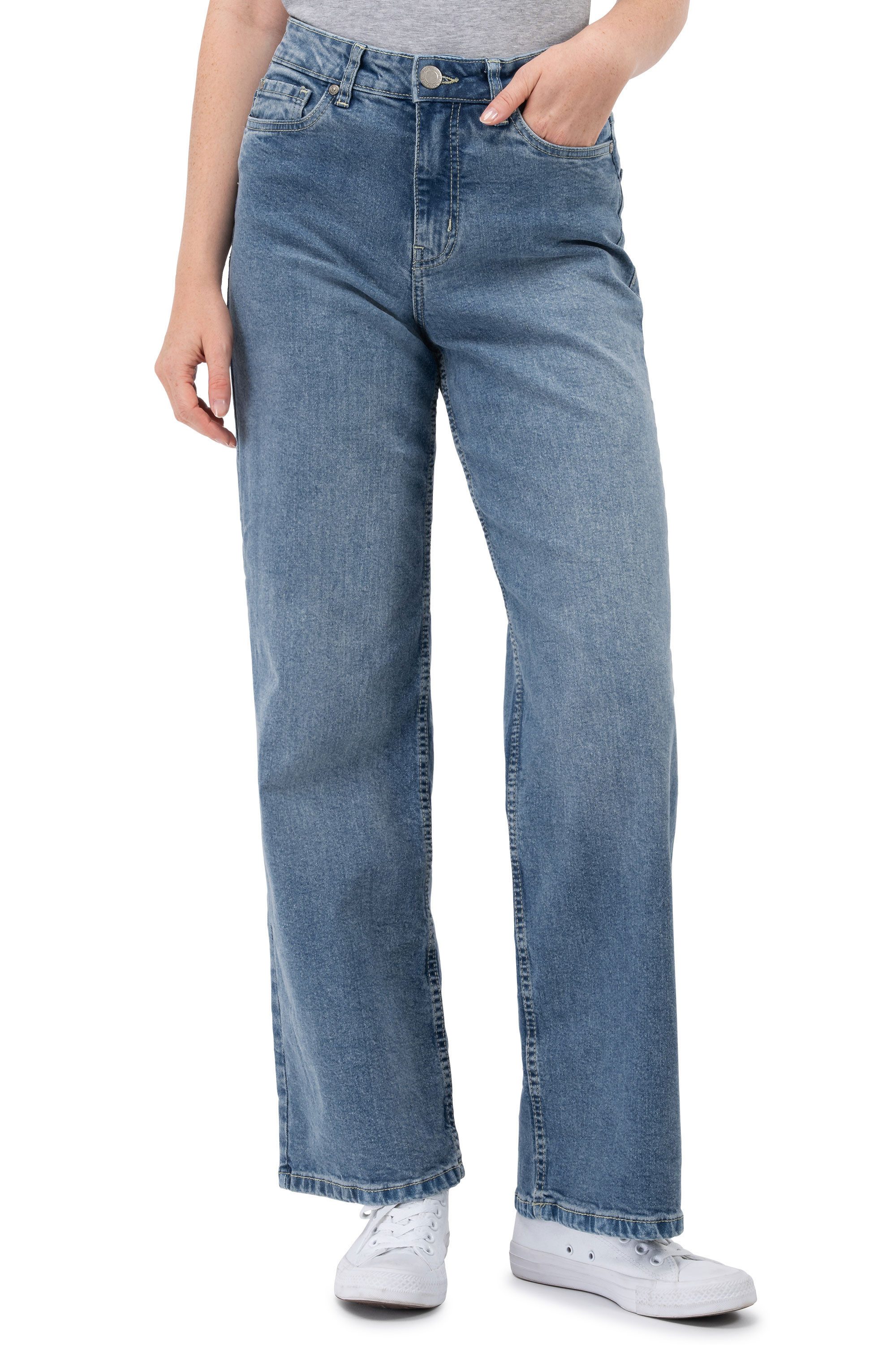 SUBLEVEL Weite Jeans Damen Jeans High Waist weiter Schnitt bequem und dehnb günstig online kaufen