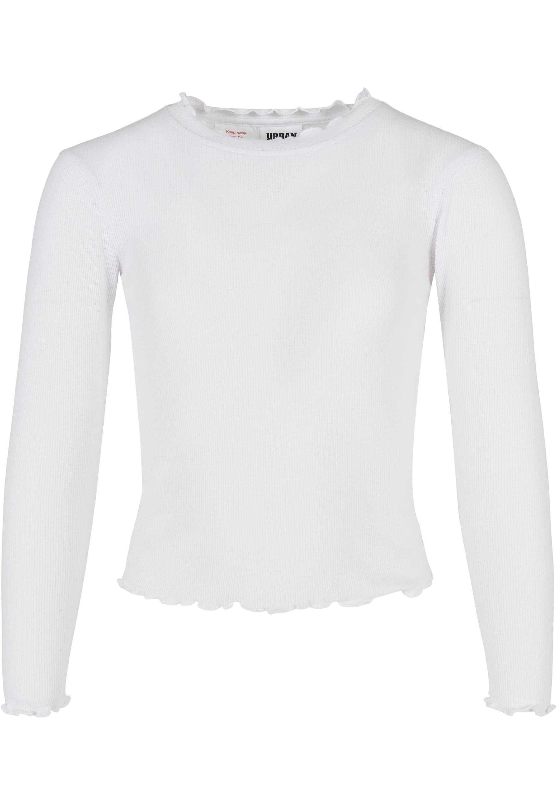 URBAN CLASSICS Longsleeve Damen Longsleeve Rib white Short Girls (1-tlg)